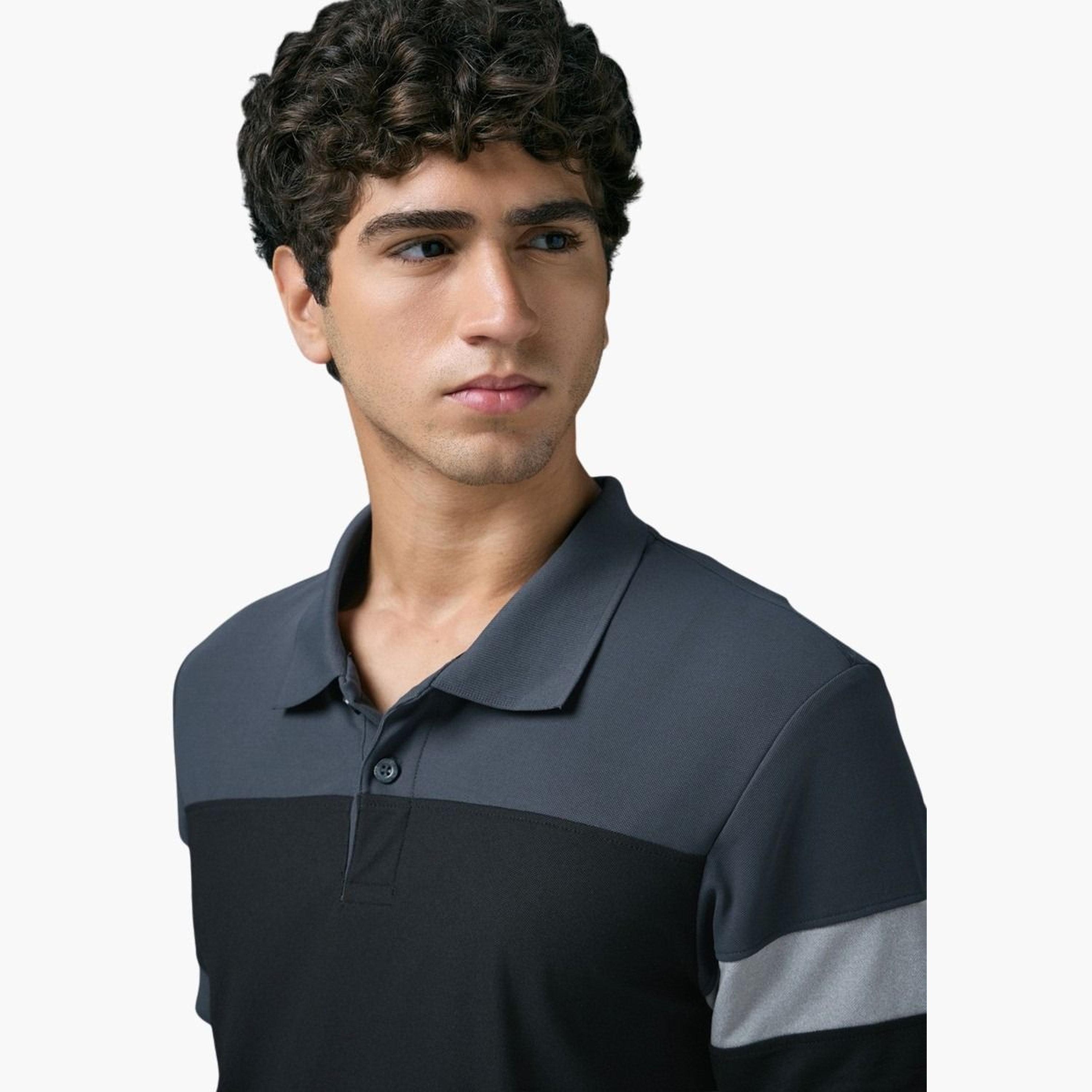 تيكنو سبورت - قميص بولو بيكيه رجالي تصميم نحيف بألوان متباينة-men-clothing-tshirtsandpolos-polos-image-2