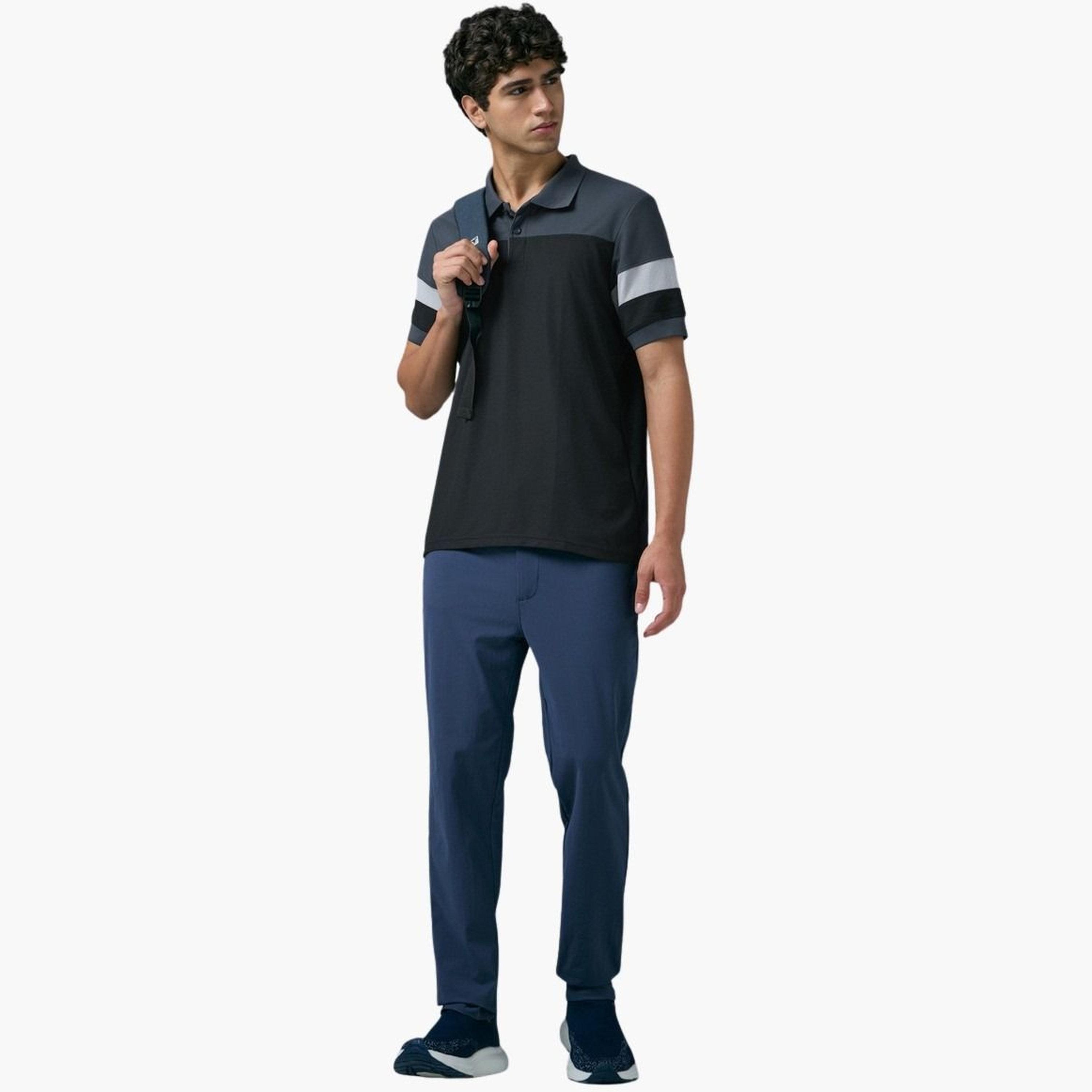 تيكنو سبورت - قميص بولو بيكيه رجالي تصميم نحيف بألوان متباينة-men-clothing-tshirtsandpolos-polos-image-3