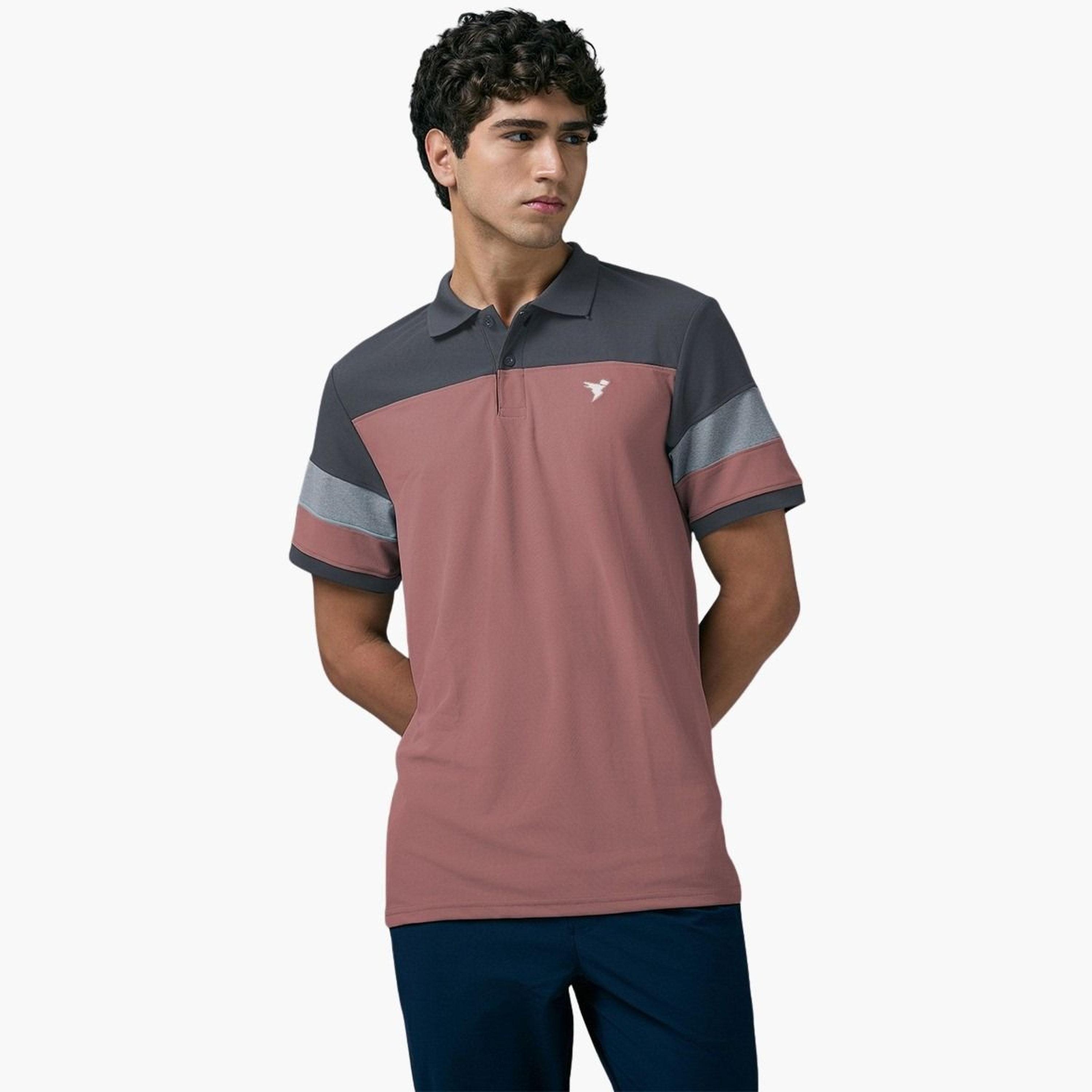 تيكنو سبورت - قميص بولو بيكيه رجالي تصميم نحيف بألوان متباينة-men-clothing-tshirtsandpolos-polos-image-1
