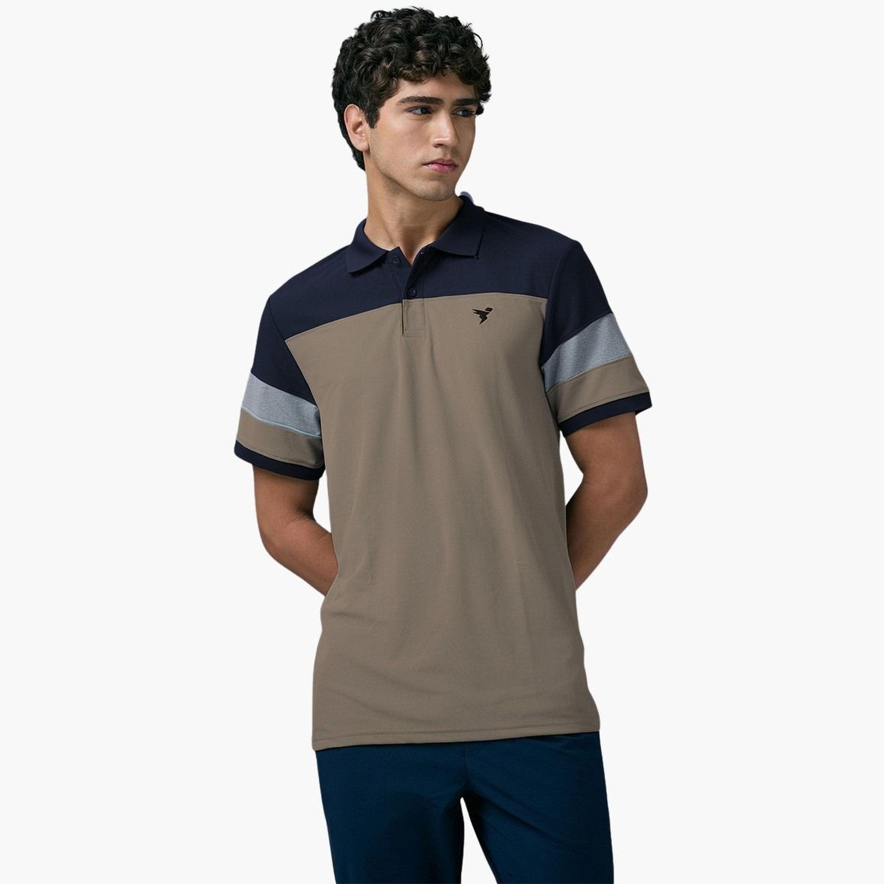 تيكنو سبورت - قميص بولو بيكيه رجالي تصميم نحيف بألوان متباينة-men-clothing-tshirtsandpolos-polos-image-1