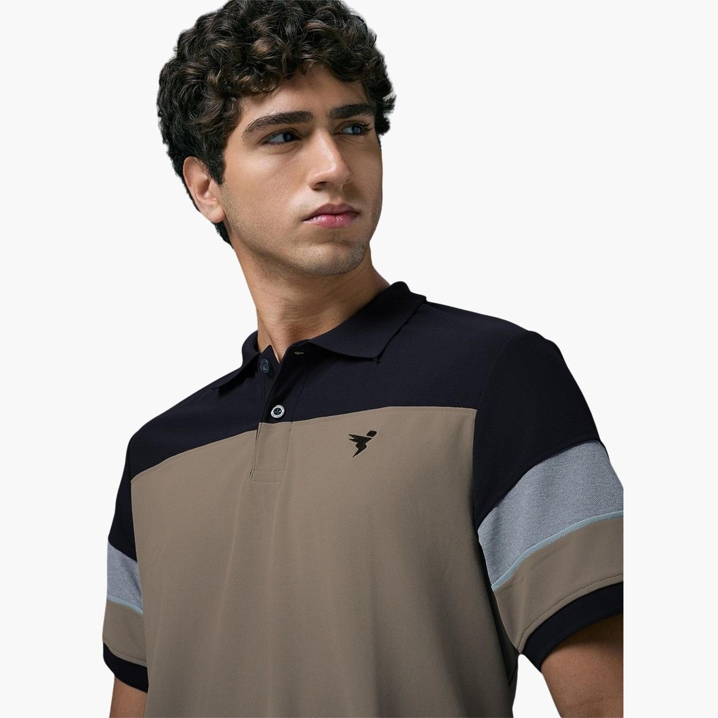 تيكنو سبورت - قميص بولو بيكيه رجالي تصميم نحيف بألوان متباينة-men-clothing-tshirtsandpolos-polos-image-4