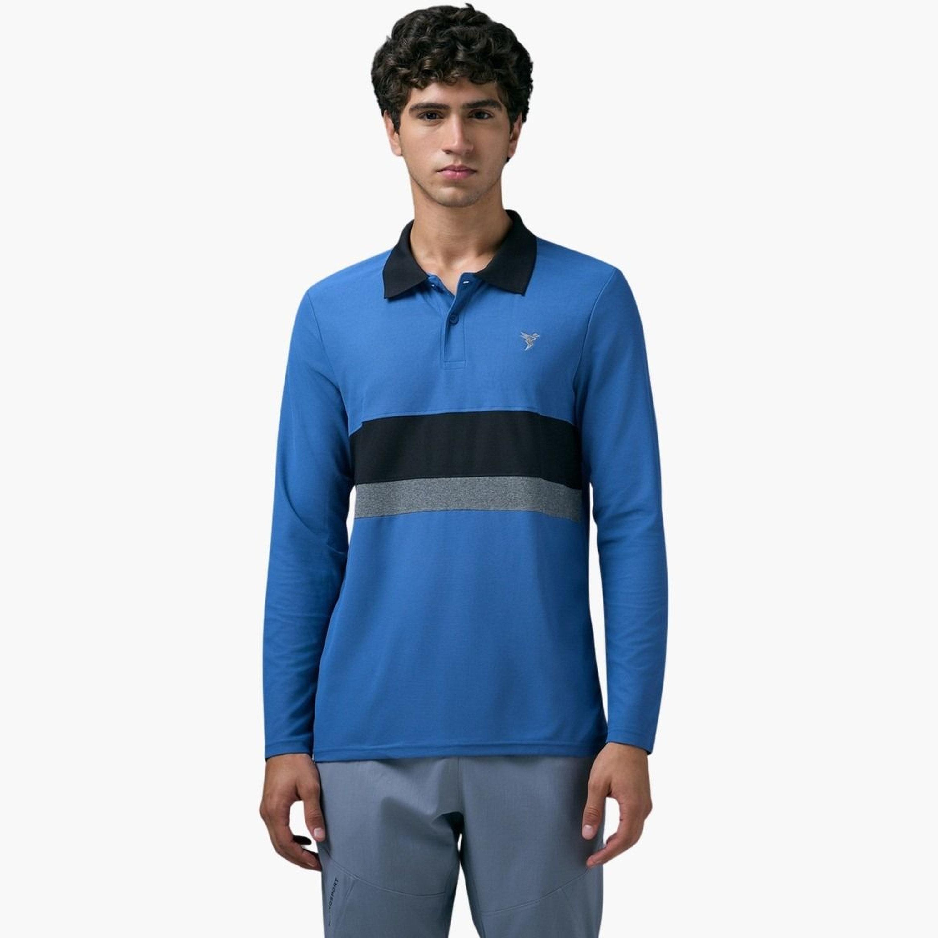 تيكنو سبورت - قميص بولو رجالي بقصة ضيقة ولوحة متباينة-men-clothing-tshirtsandpolos-polos-image-1