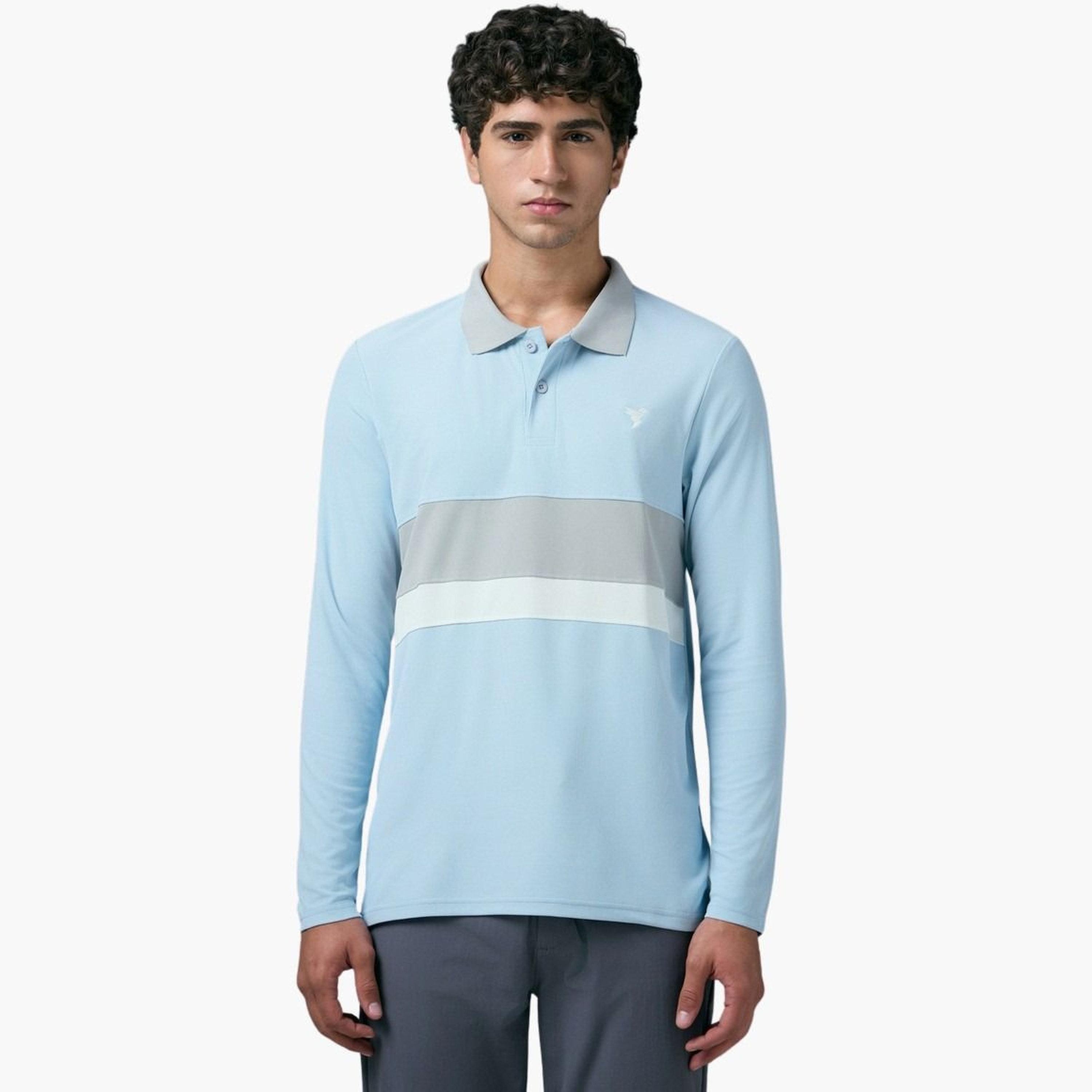 تيكنو سبورت - قميص بولو رجالي بقصة ضيقة ولوحة متباينة-men-clothing-tshirtsandpolos-polos-image-1