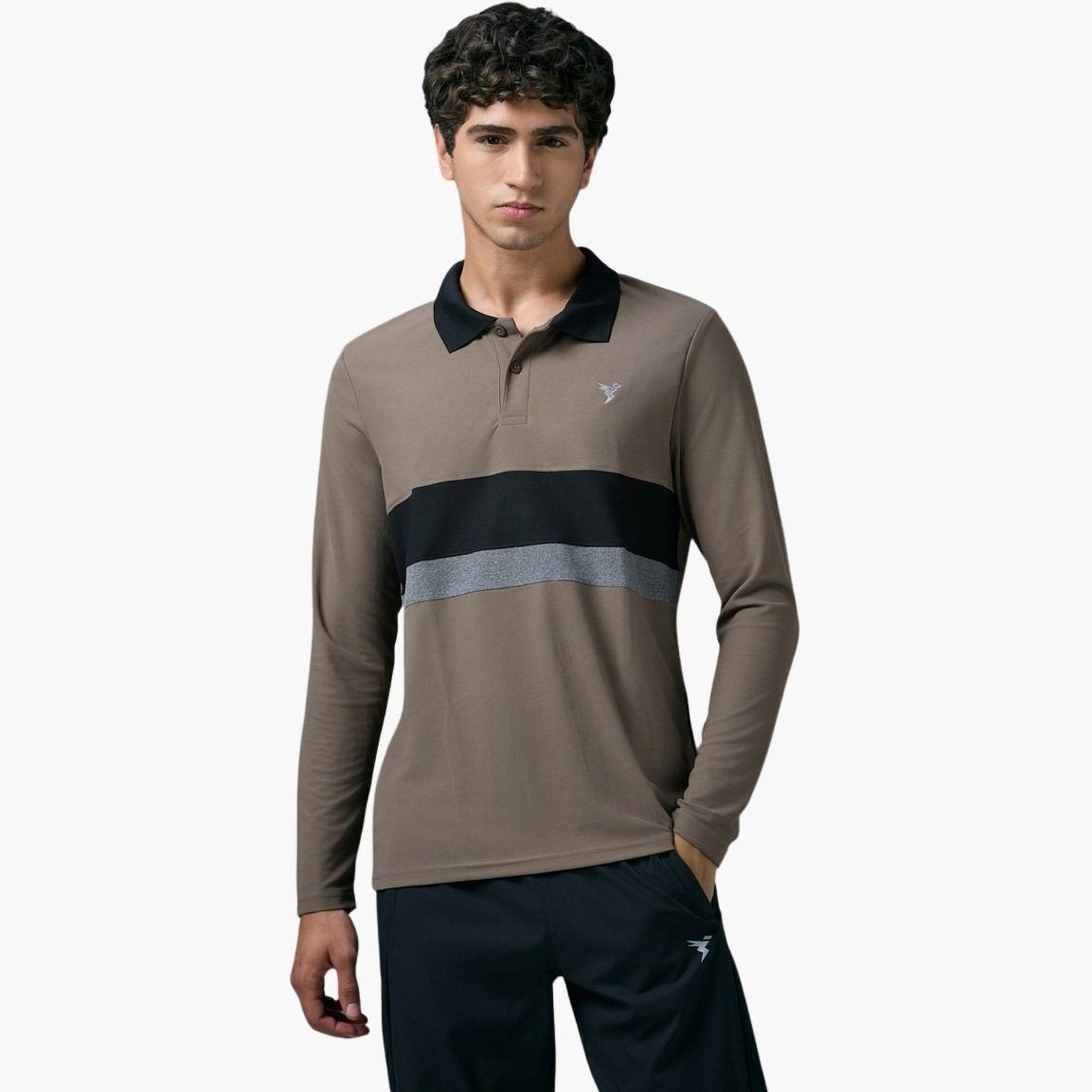 تيكنو سبورت - قميص بولو رجالي بقصة ضيقة ولوحة متباينة-men-clothing-tshirtsandpolos-polos-image-1