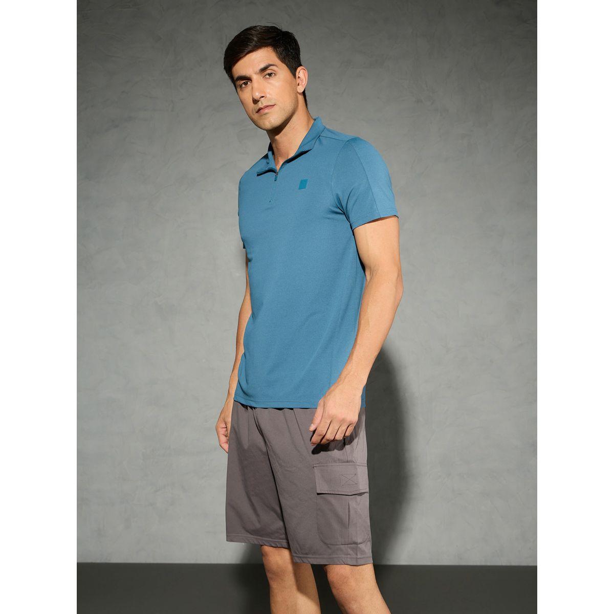 Technosport Solid 4-Way Stretch Half Zip Front Slim Fit Polo T-Shirt-men-clothing-tshirtsandpolos-tshirts-image-2