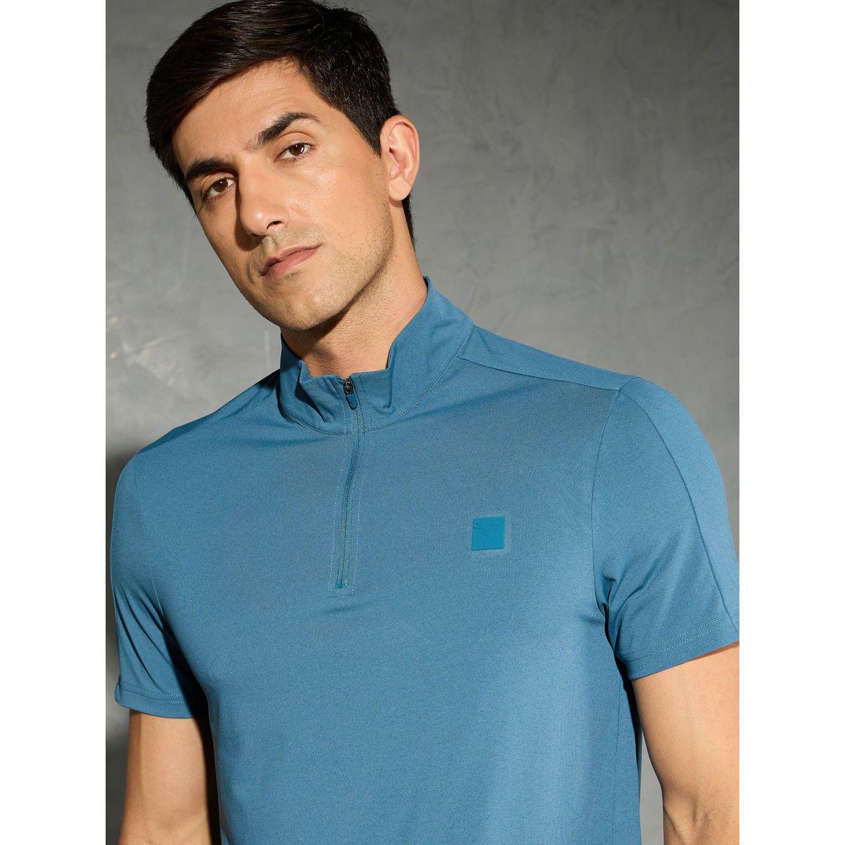 Technosport Solid 4-Way Stretch Half Zip Front Slim Fit Polo T-Shirt-men-clothing-tshirtsandpolos-tshirts-image-3