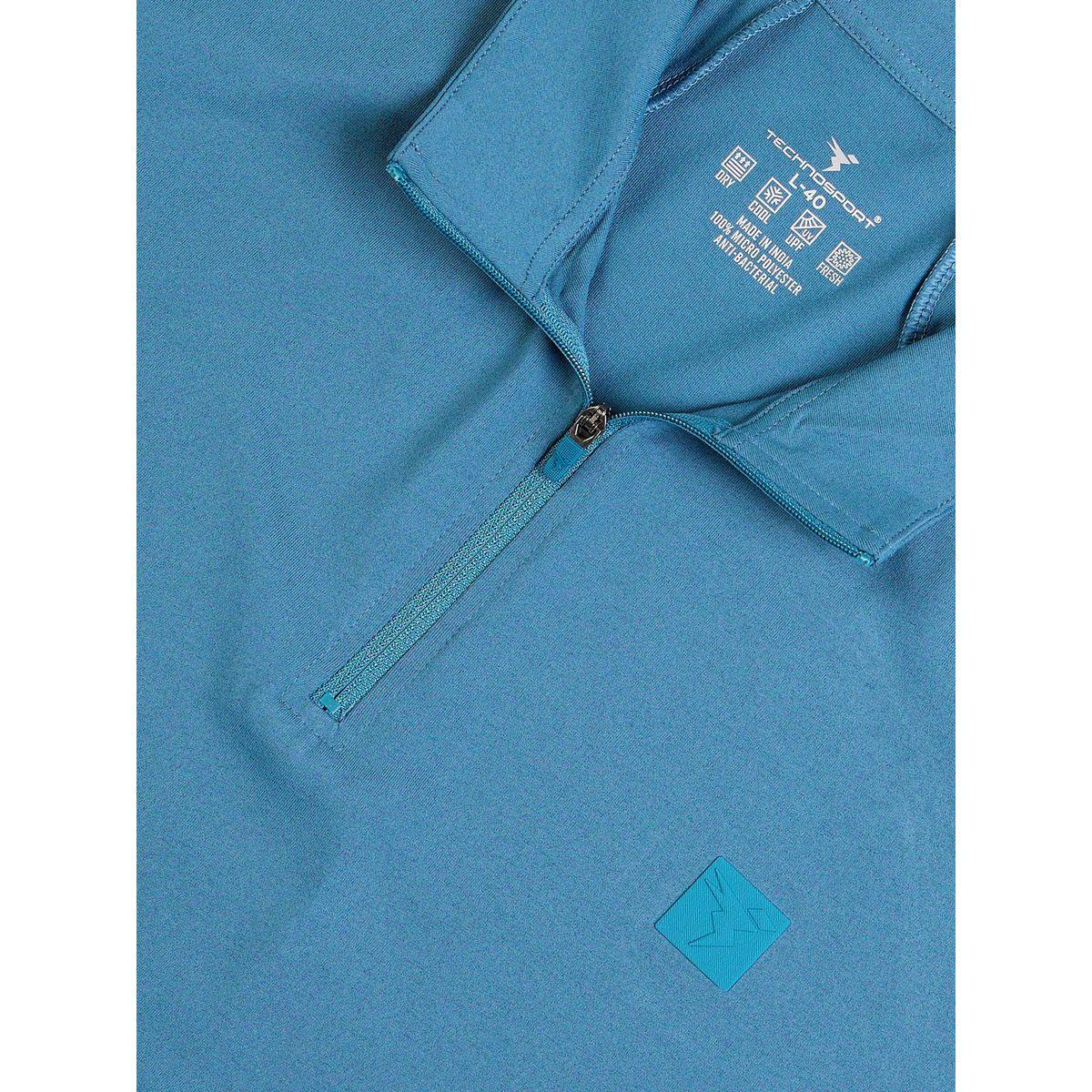 Technosport Solid 4-Way Stretch Half Zip Front Slim Fit Polo T-Shirt-men-clothing-tshirtsandpolos-tshirts-image-5