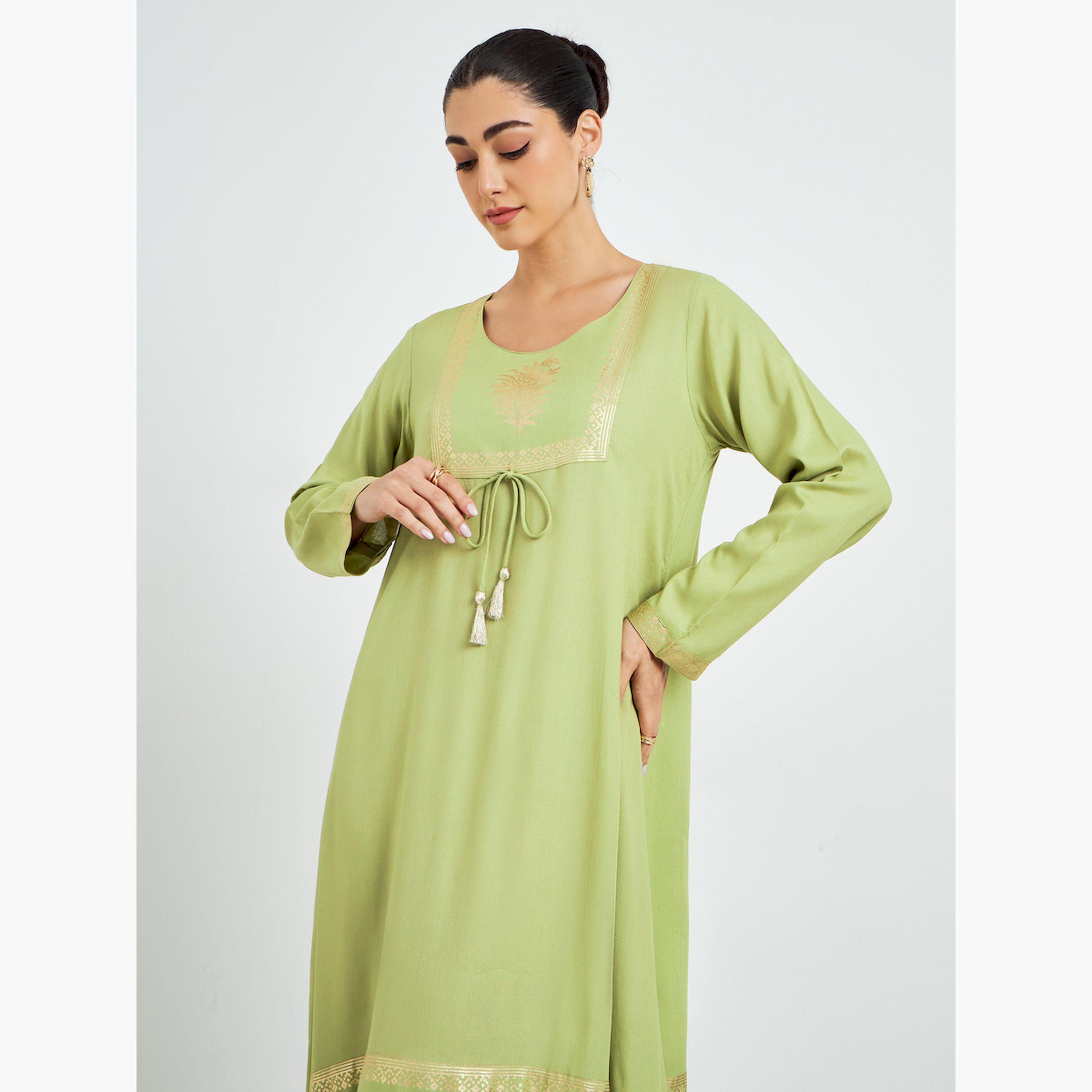 جلابية بحافة واسعة وطبعة فويل-women-arabicclothing-jalabiyas-image-2
