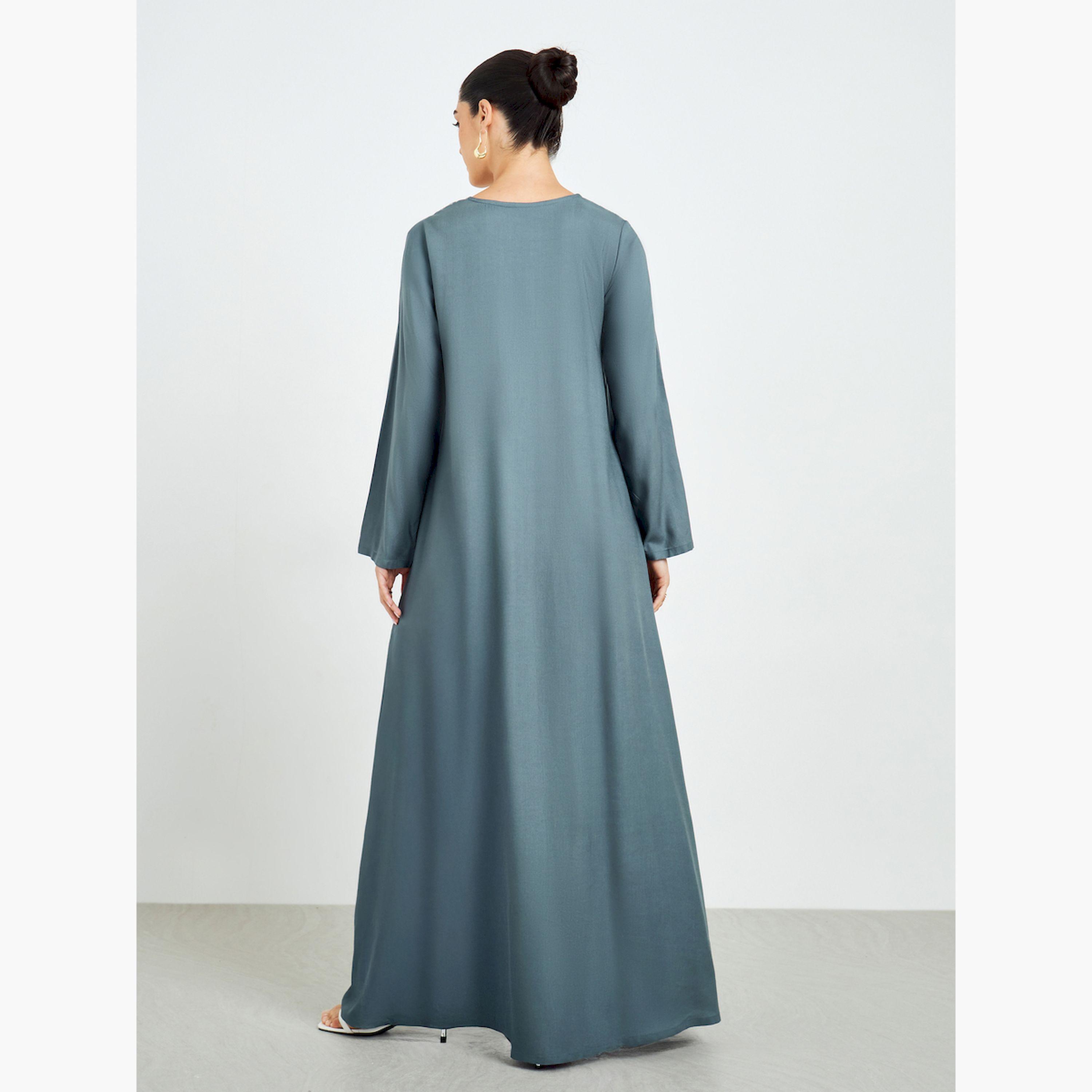 Styli Green Embroidered A-Line Jalabiya-women-arabicclothing-jalabiyas-image-4