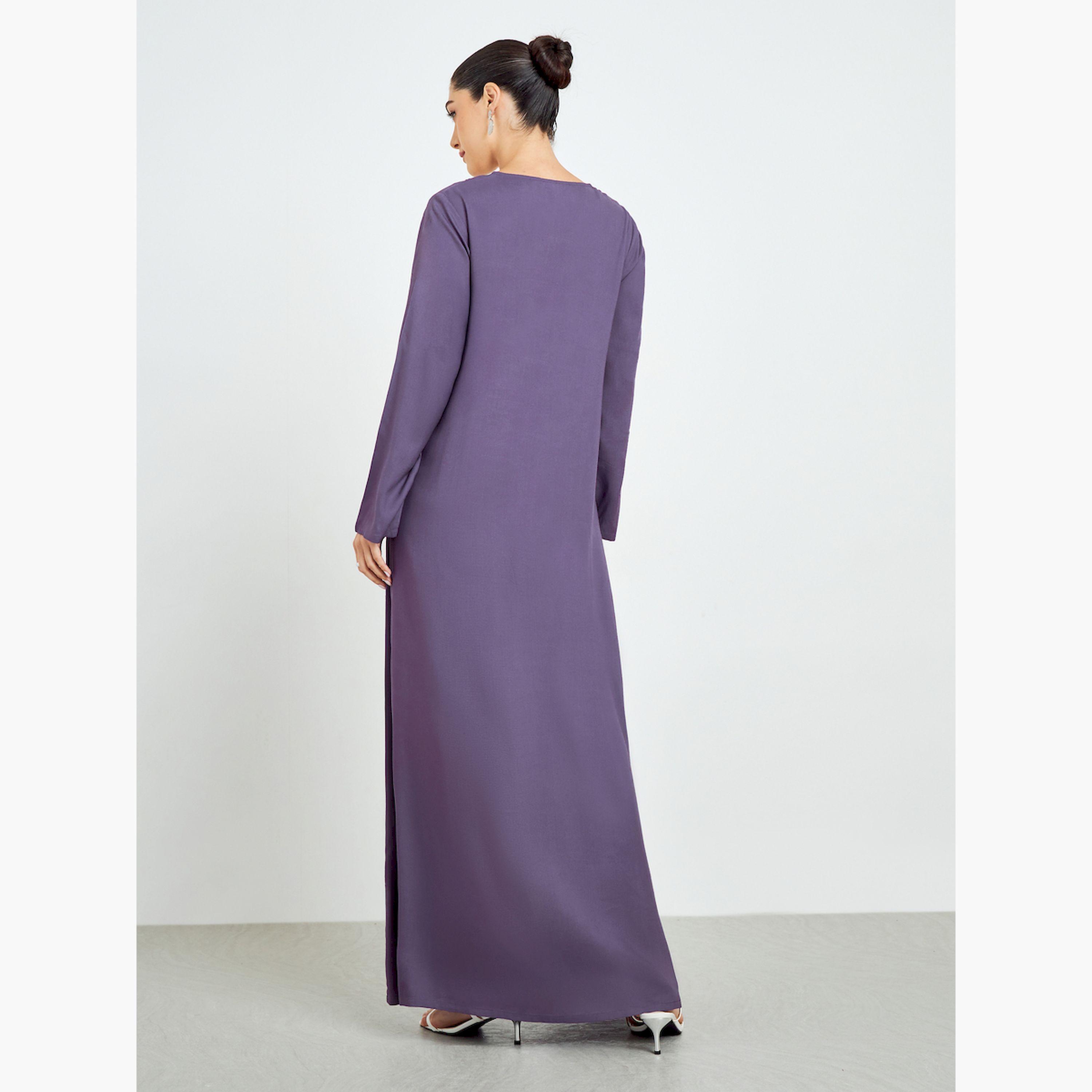 Styli Purple Embroidered A-Line Jalabiya-women-arabicclothing-jalabiyas-image-5