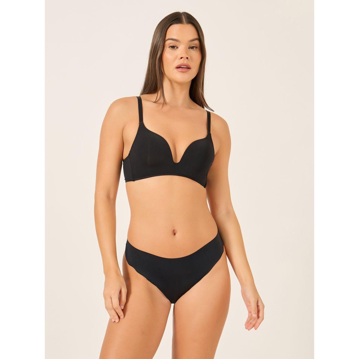 Take Two Solid Padded Non Wired Plunge Bra-women-clothing-lingerie-bras-image-2