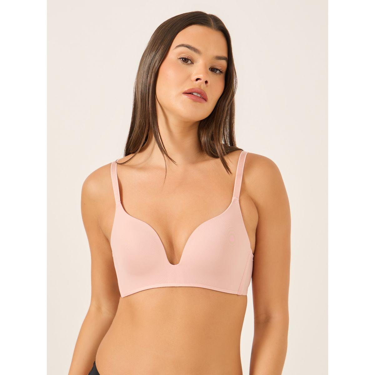 Take Two Solid Padded Non Wired Plunge Bra-women-clothing-lingerie-bras-image-1