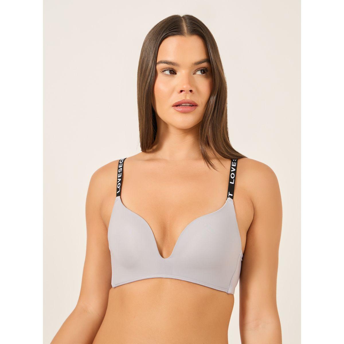 Take Two Letter Tape Strap Padded Non Wired Plunge Bra-women-clothing-lingerie-bras-image-1