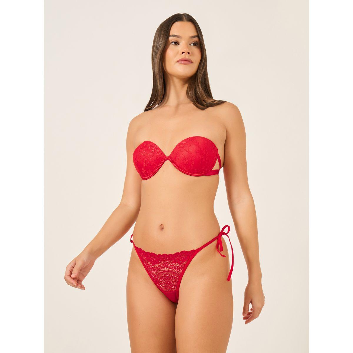 Take Two Solid Lace Strapless Padded Wired Bandeau Bra-women-clothing-lingerie-bras-image-2