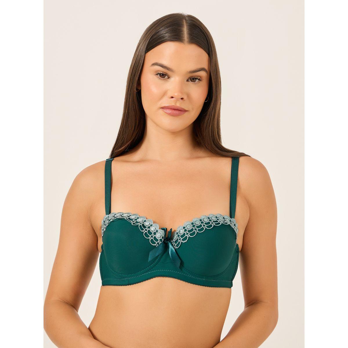 Take Two Solid Lace and Bow Detail Padded Wired Push Up Bra-women-clothing-lingerie-bras-image-1