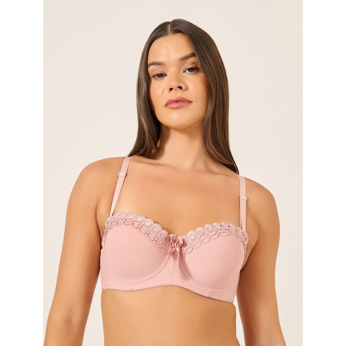Take Two Solid Lace and Bow Detail Padded Wired Push Up Bra-women-clothing-lingerie-bras-image-1