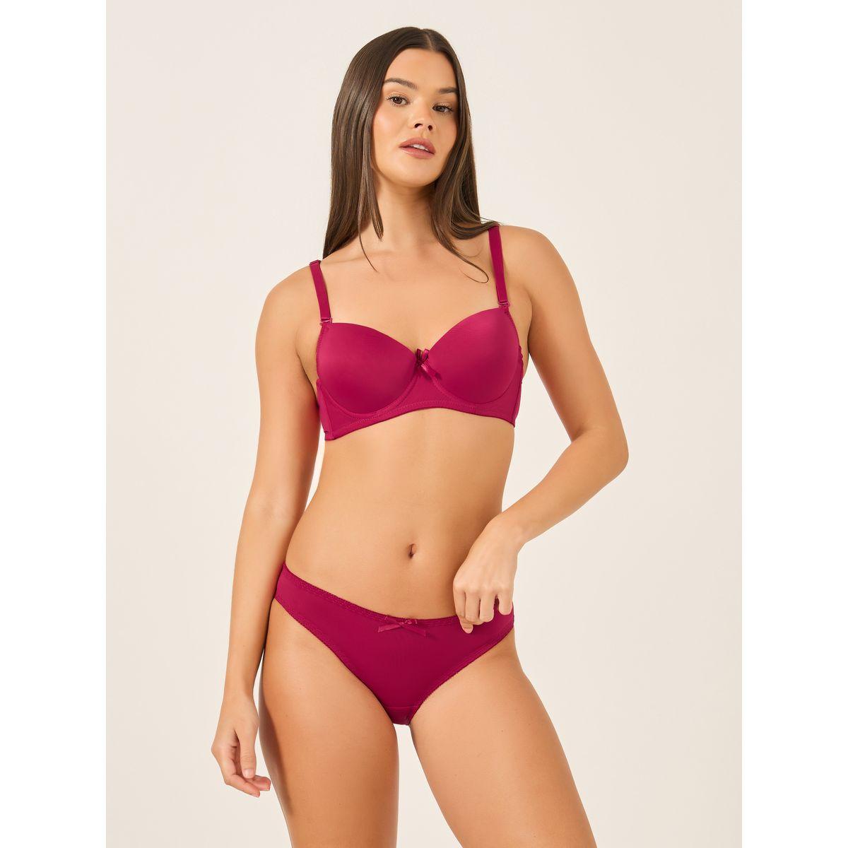 Take Two Solid Padded Wired Bra and Bikini Briefs Set-women-clothing-lingerie-lingeriesets-image-1