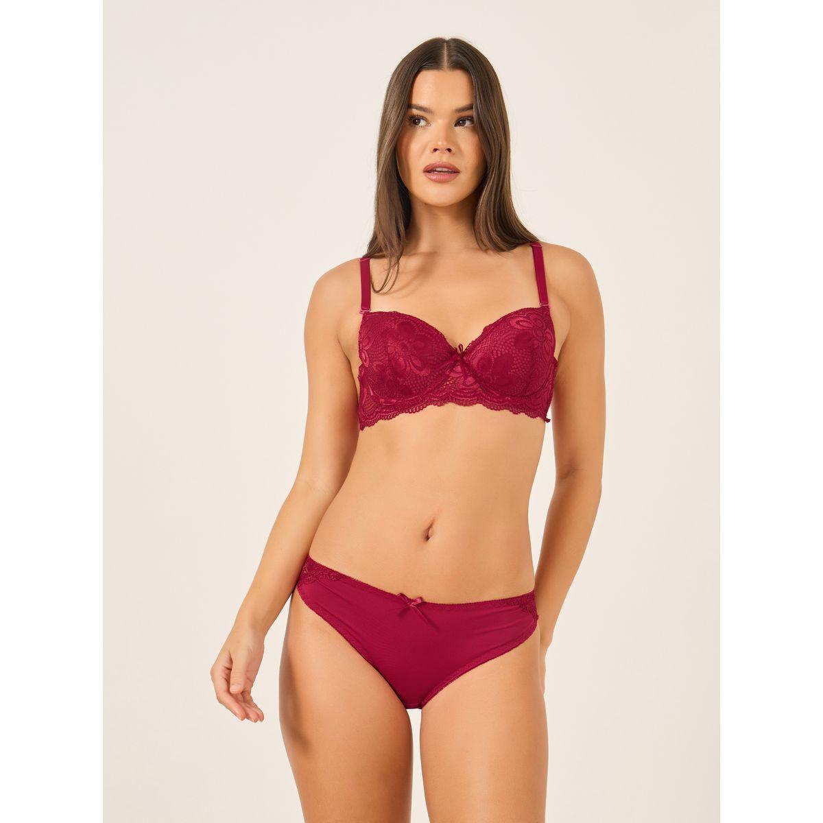 مجموعة من صدية سادة مبطنة مع سروال داخلي بكيني-women-clothing-lingerie-lingeriesets-image-1