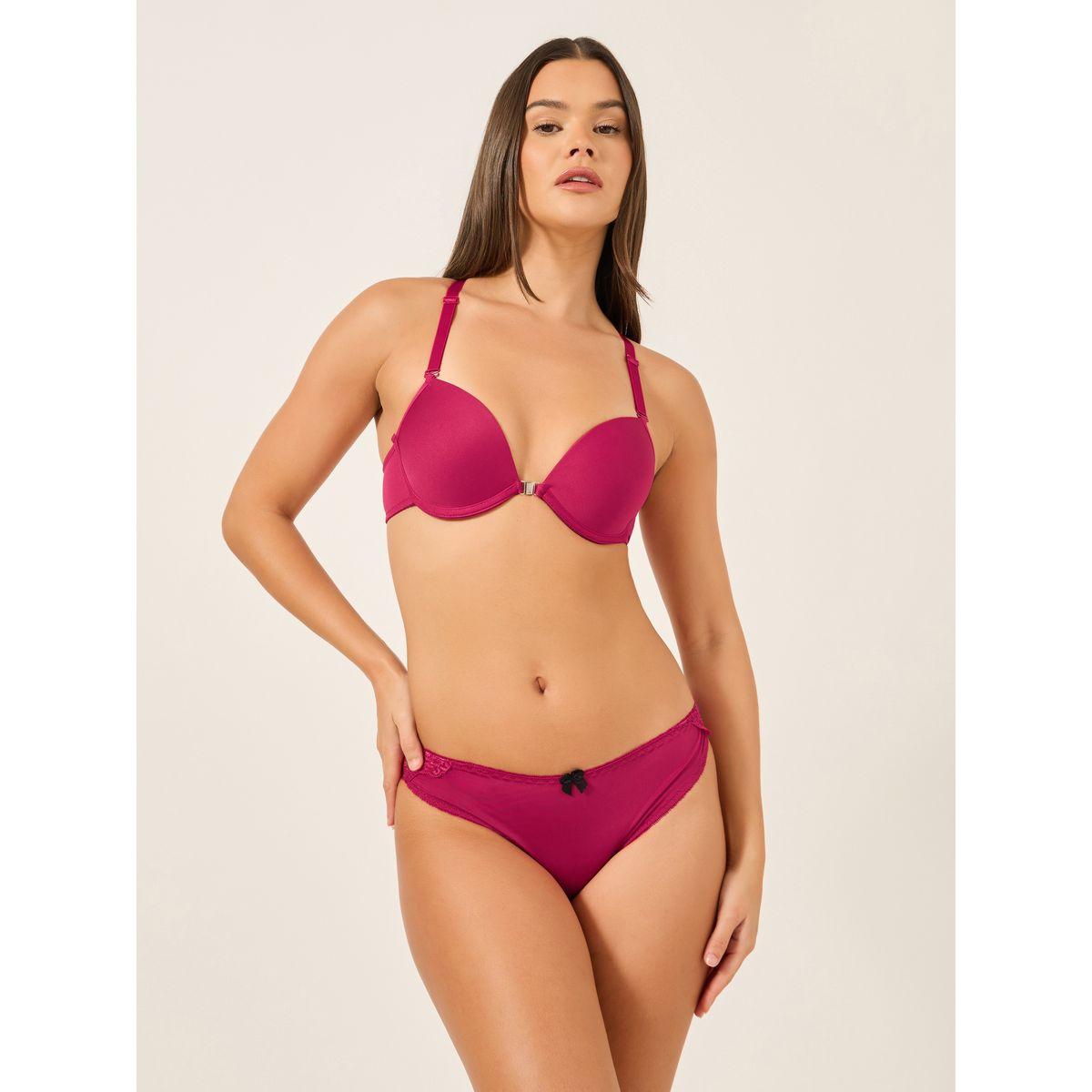 Take Two Solid Butterfly Lace Detail Padded Wired Bra and Bikini Briefs Set-women-clothing-lingerie-lingeriesets-image-1
