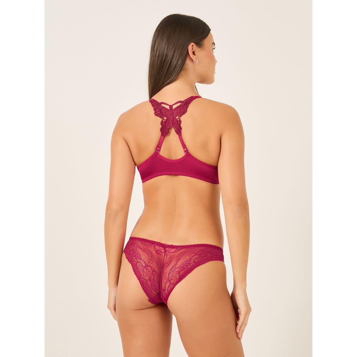 Take Two Solid Butterfly Lace Detail Padded Wired Bra and Bikini Briefs Set-women-clothing-lingerie-lingeriesets-image-4