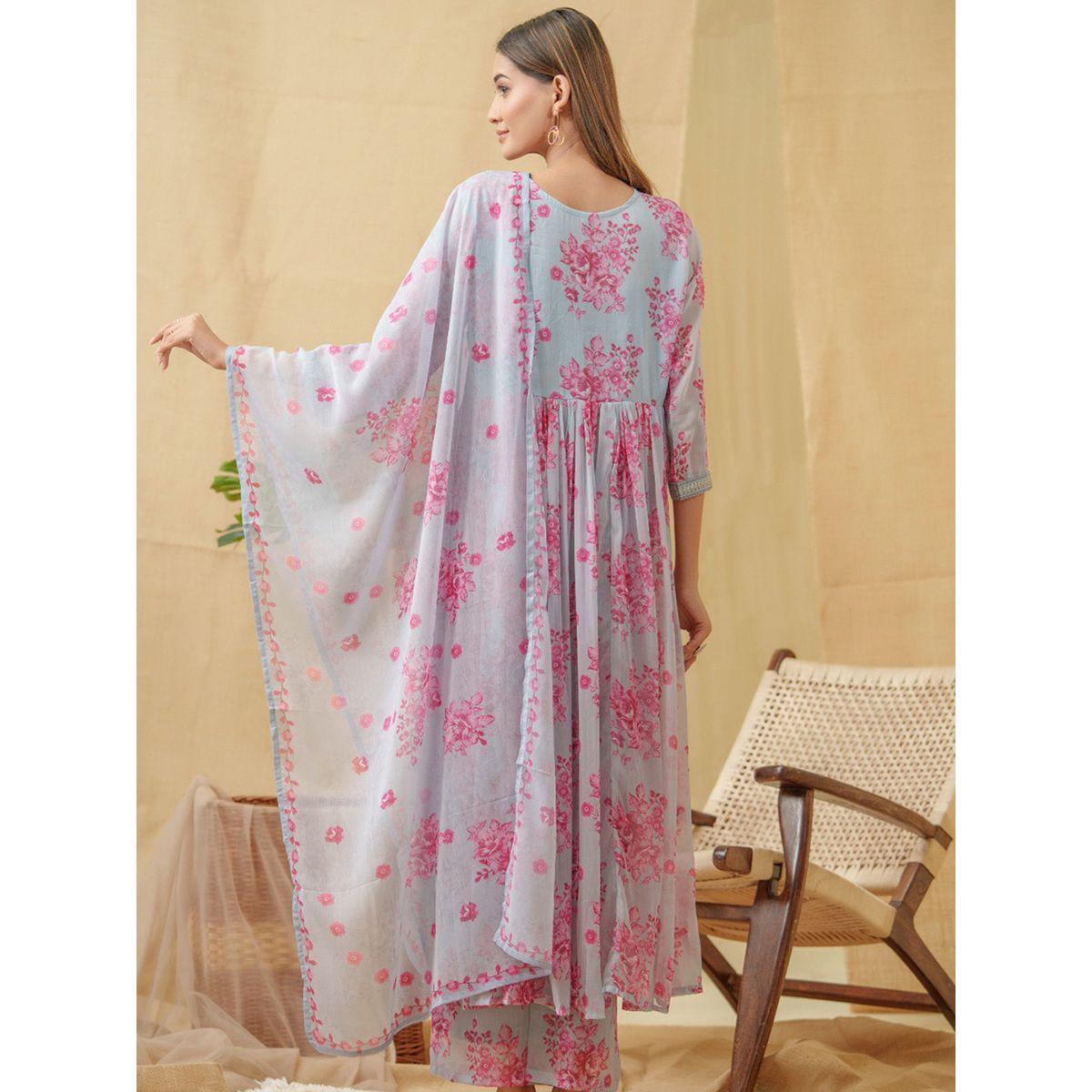 دي دبليو × ستايلي-  طقم قميص كورتا وبنطلون مع شال دوباتا مطرز على شكل حرف A-women-clothing-ethnicwear-kurtasets-image-2