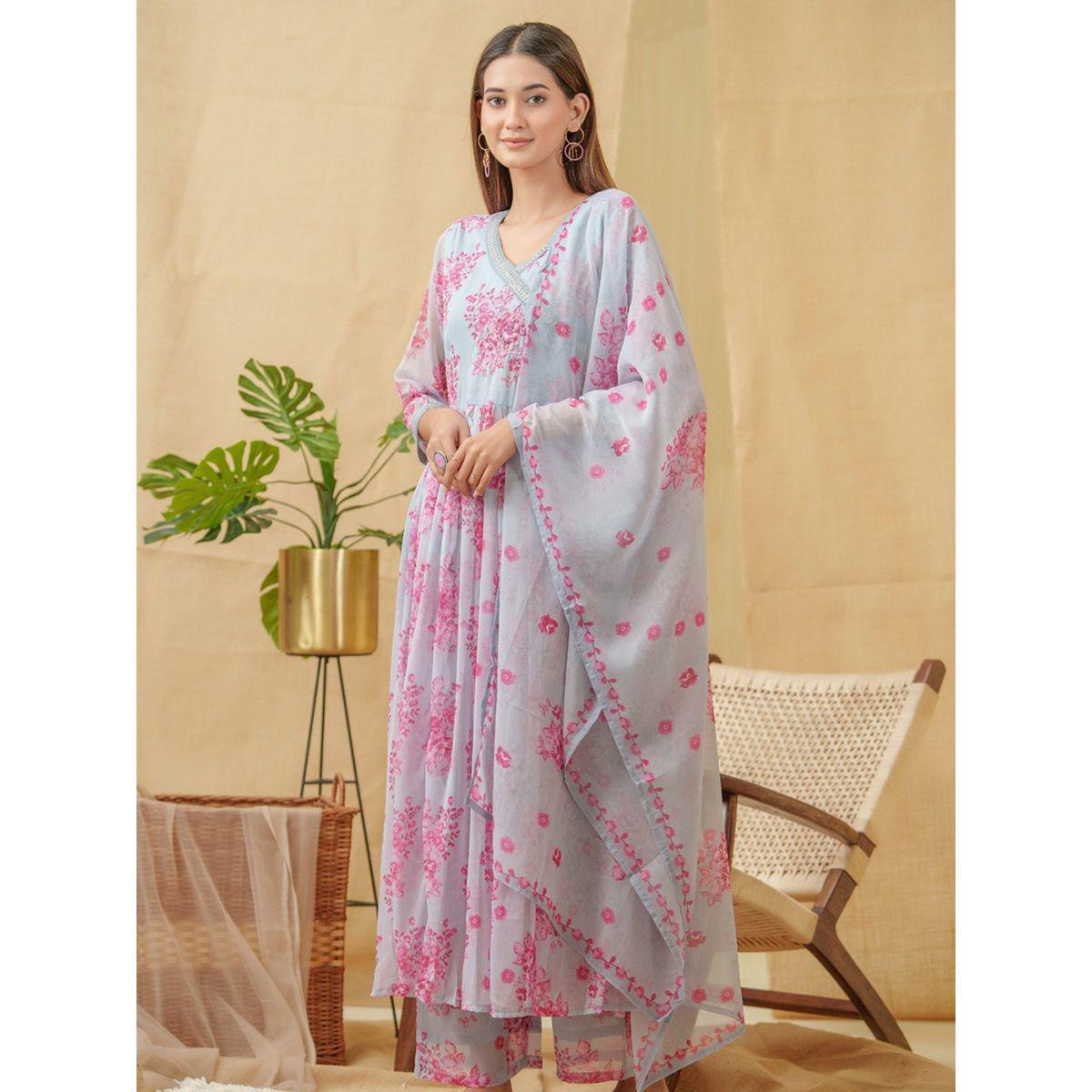 دي دبليو × ستايلي-  طقم قميص كورتا وبنطلون مع شال دوباتا مطرز على شكل حرف A-women-clothing-ethnicwear-kurtasets-image-5