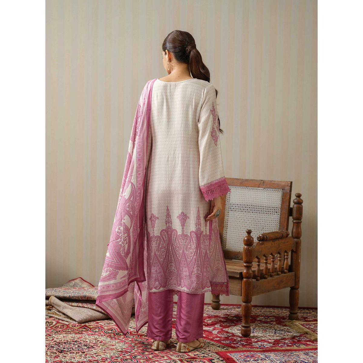DW X Styli Printed Straight Kurta with Trouser and Dupatta Set-women-clothing-ethnicwear-kurtasets-image-2