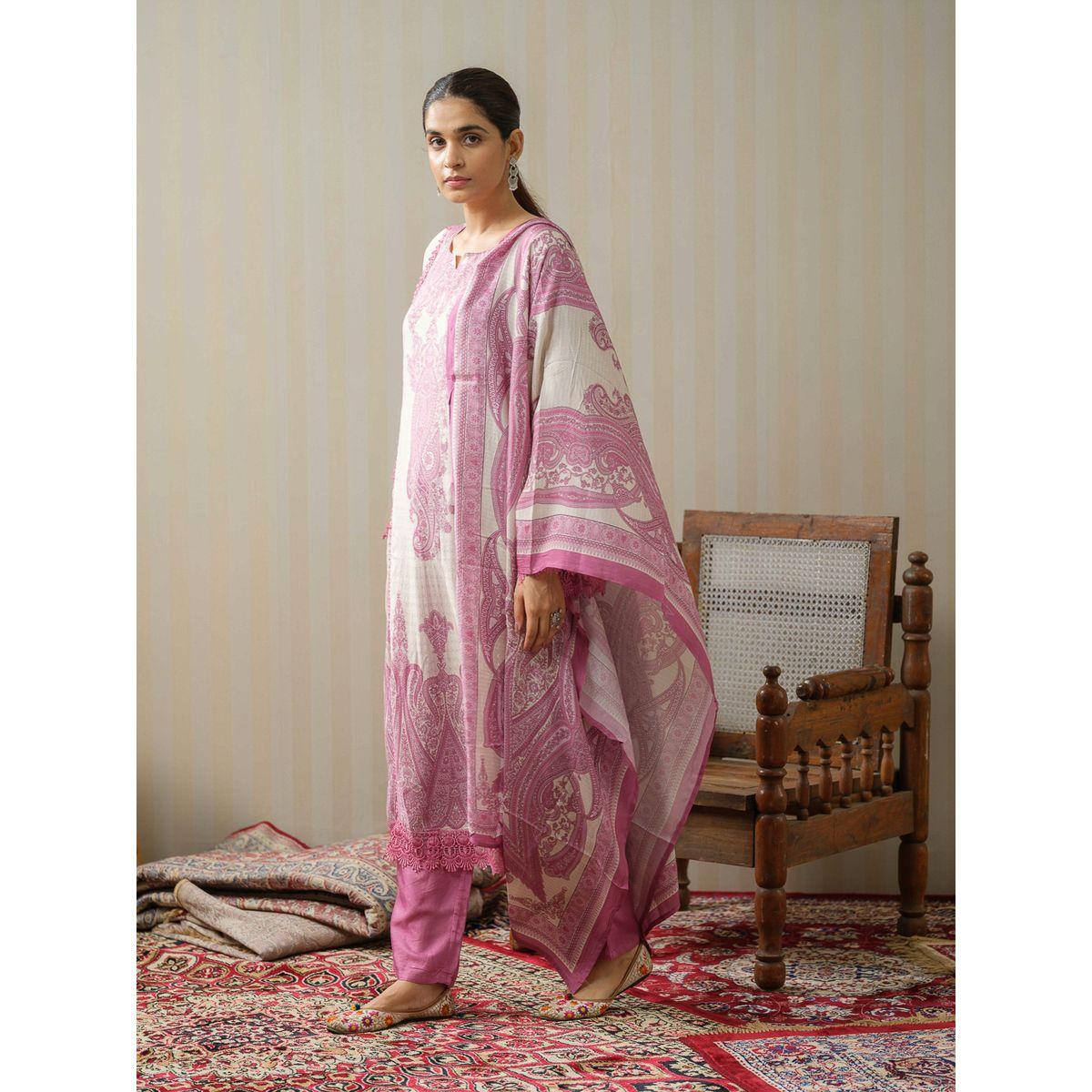 دي دبليو × ستايلي - طقم كورتا مستقيم مطبوع مع بنطال ووشاح دوباتا-women-clothing-ethnicwear-kurtasets-image-3