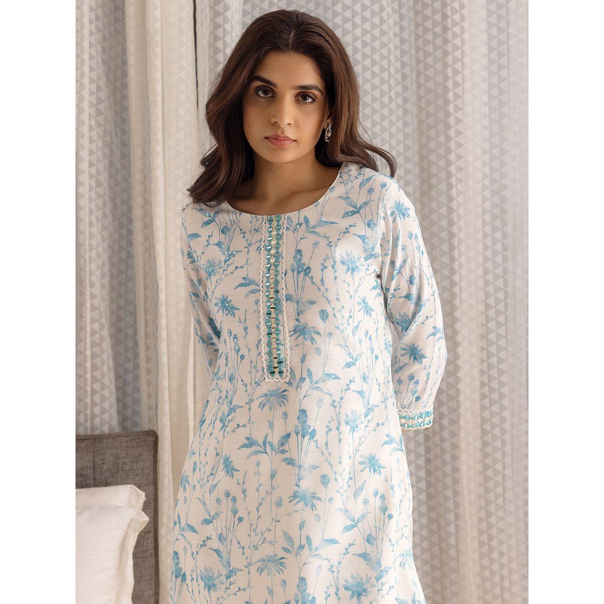 DW X Styli Floral Printed Embroidered Kurta and Trousers with Dupatta Set-women-clothing-ethnicwear-kurtasets-image-5