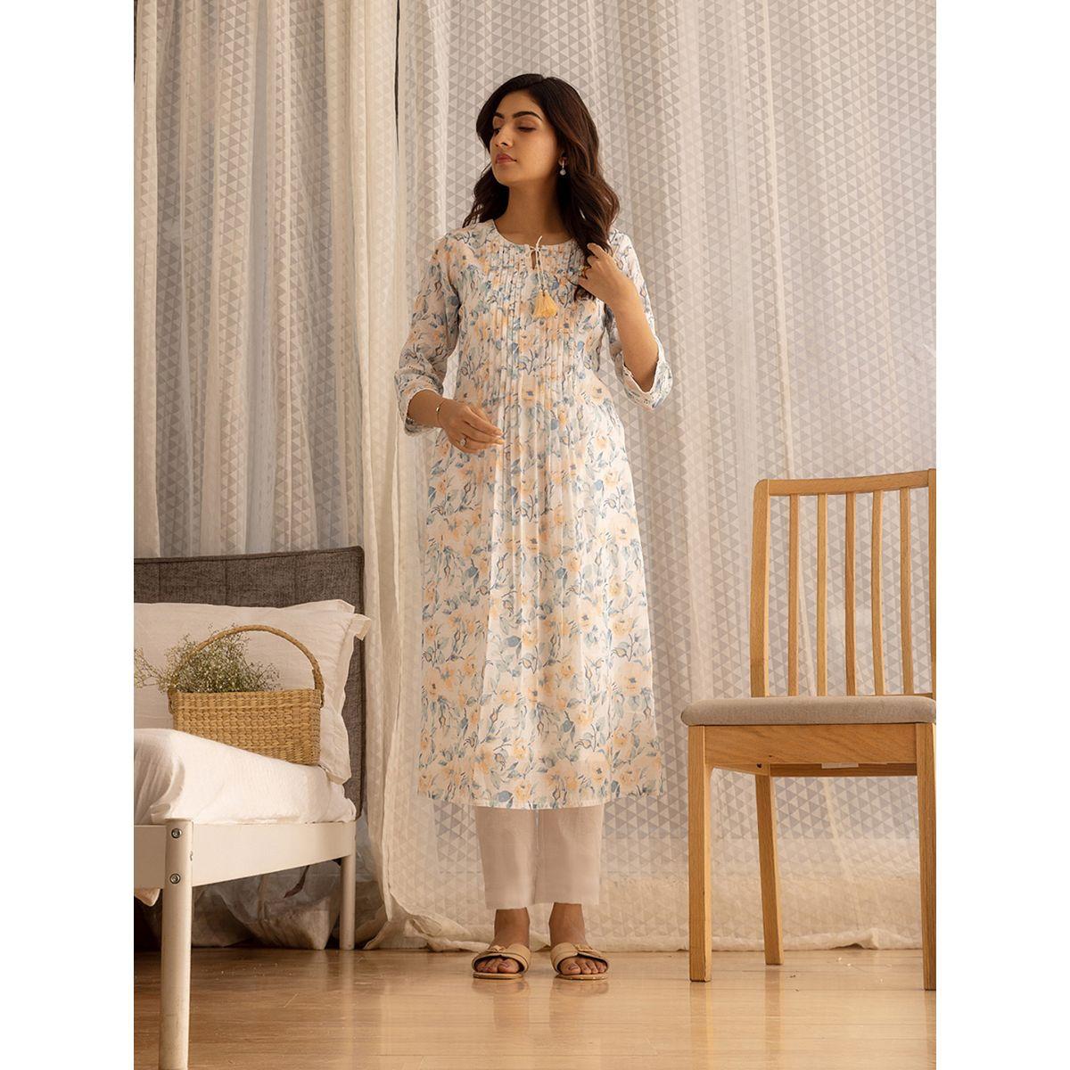 دي دبليو × ستايلي - طقم كورتا من الكتان المطبوع والمطرز بقصة A مع بنطال ووشاح دوباتا-women-clothing-ethnicwear-kurtasets-image-3