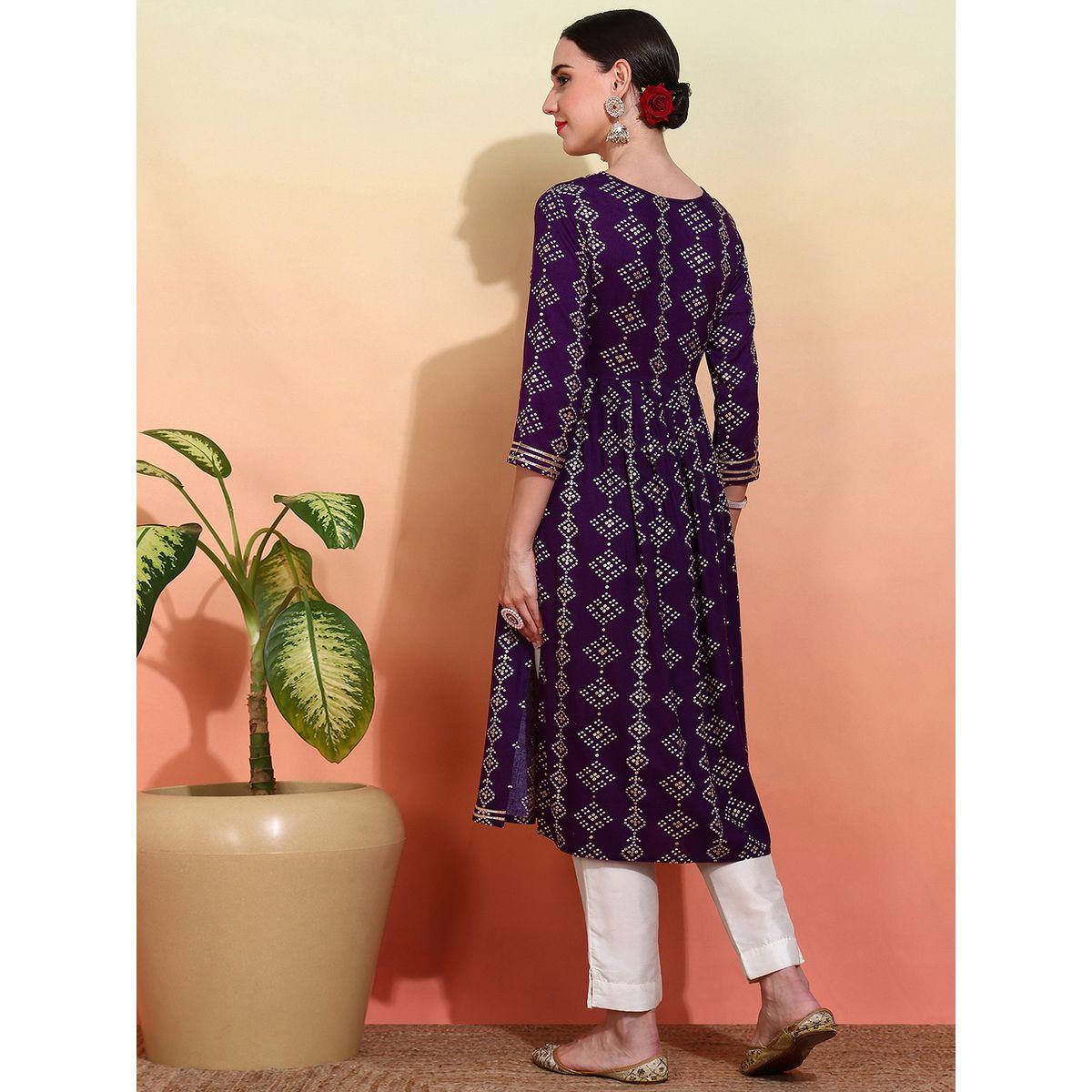 DW X Styli Printed Round Neck Embroidered A-Line Kurta-women-clothing-ethnicwear-kurtas-image-2