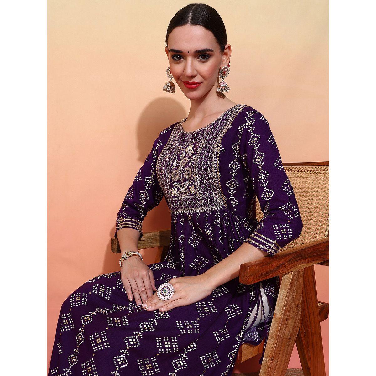DW X Styli Printed Round Neck Embroidered A-Line Kurta-women-clothing-ethnicwear-kurtas-image-4