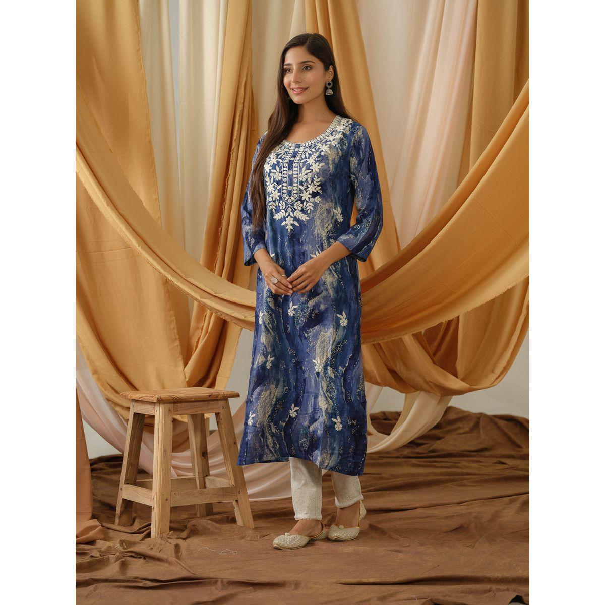 DW X Styli Printed Round Neck Straight Kurta-women-clothing-ethnicwear-kurtas-image-3