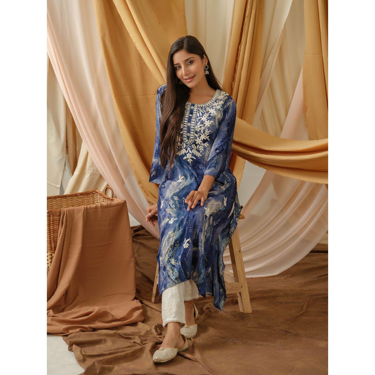 DW X Styli Printed Round Neck Straight Kurta-women-clothing-ethnicwear-kurtas-image-5