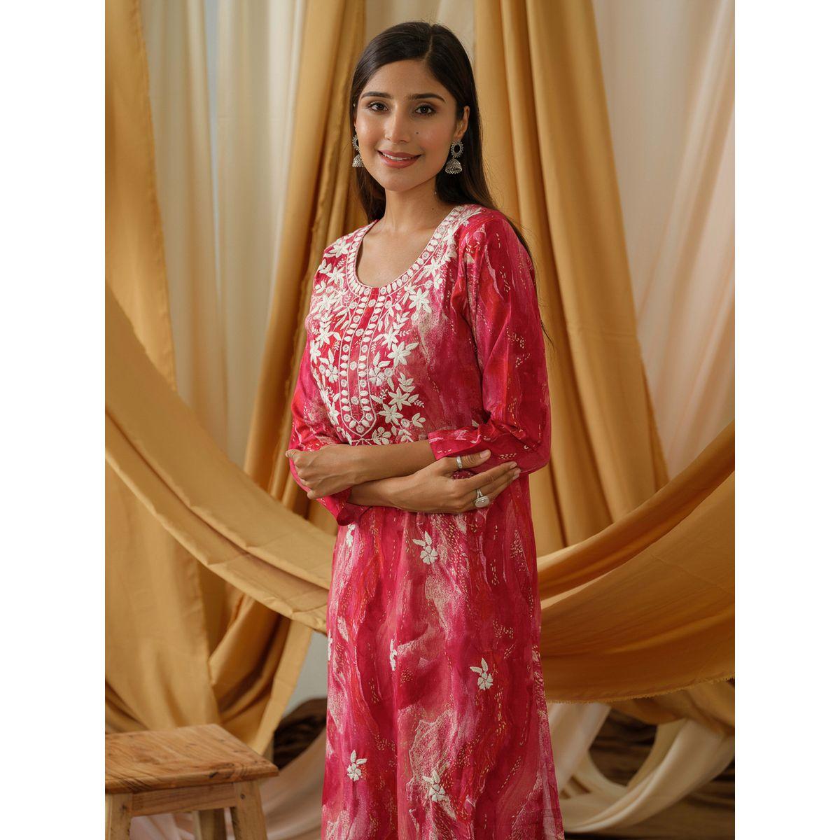 DW X Styli Printed Embroidered Round Neck Straight Kurta-women-clothing-ethnicwear-kurtas-image-4