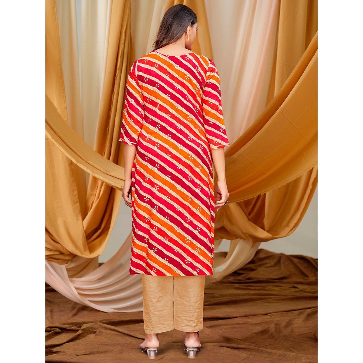 دي دبليو × ستايلي - كورتا مستقيمة مطبوعة برقبة مستديرة-women-clothing-ethnicwear-kurtas-image-2