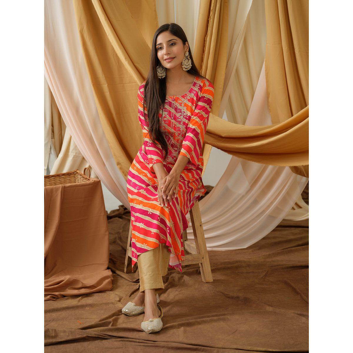 دي دبليو × ستايلي - كورتا مستقيمة مطبوعة برقبة مستديرة-women-clothing-ethnicwear-kurtas-image-4