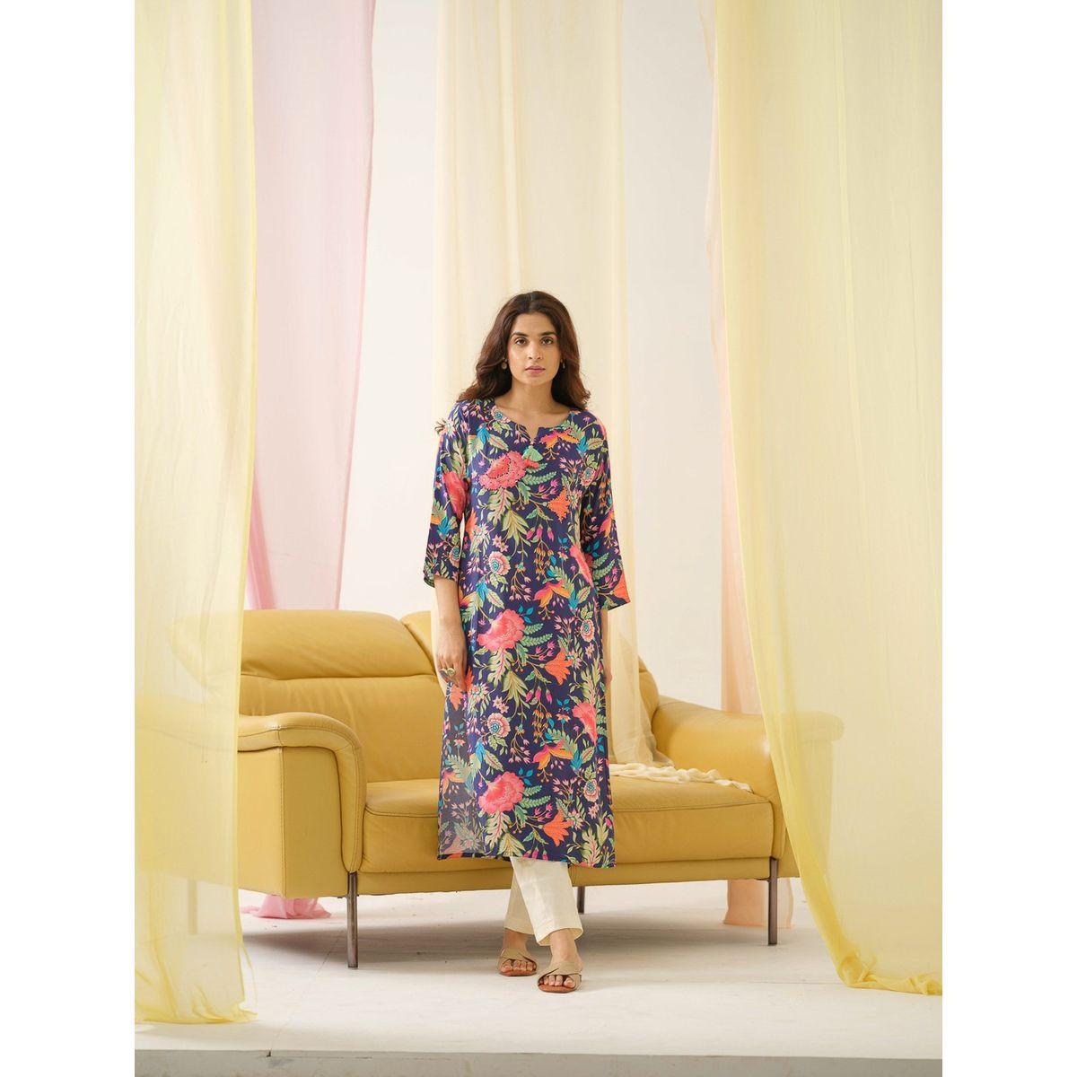 DW X Styli Floral Printed Straight Kurta-women-clothing-ethnicwear-kurtas-image-5