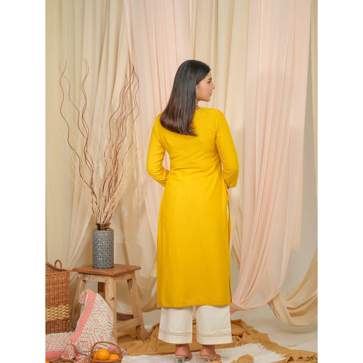 DW X Styli Floral Embroidered Tie-Up Neck Straight Kurta-women-clothing-ethnicwear-kurtas-image-2