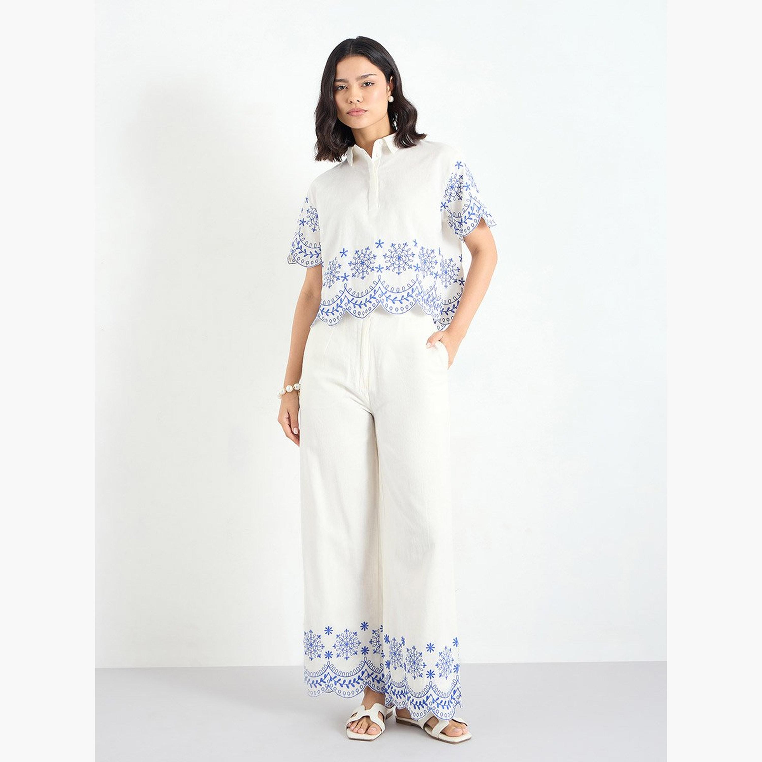 Styli White Embroidered Crop Shirt-women-clothing-shirtsandblouses-shirts-image-3