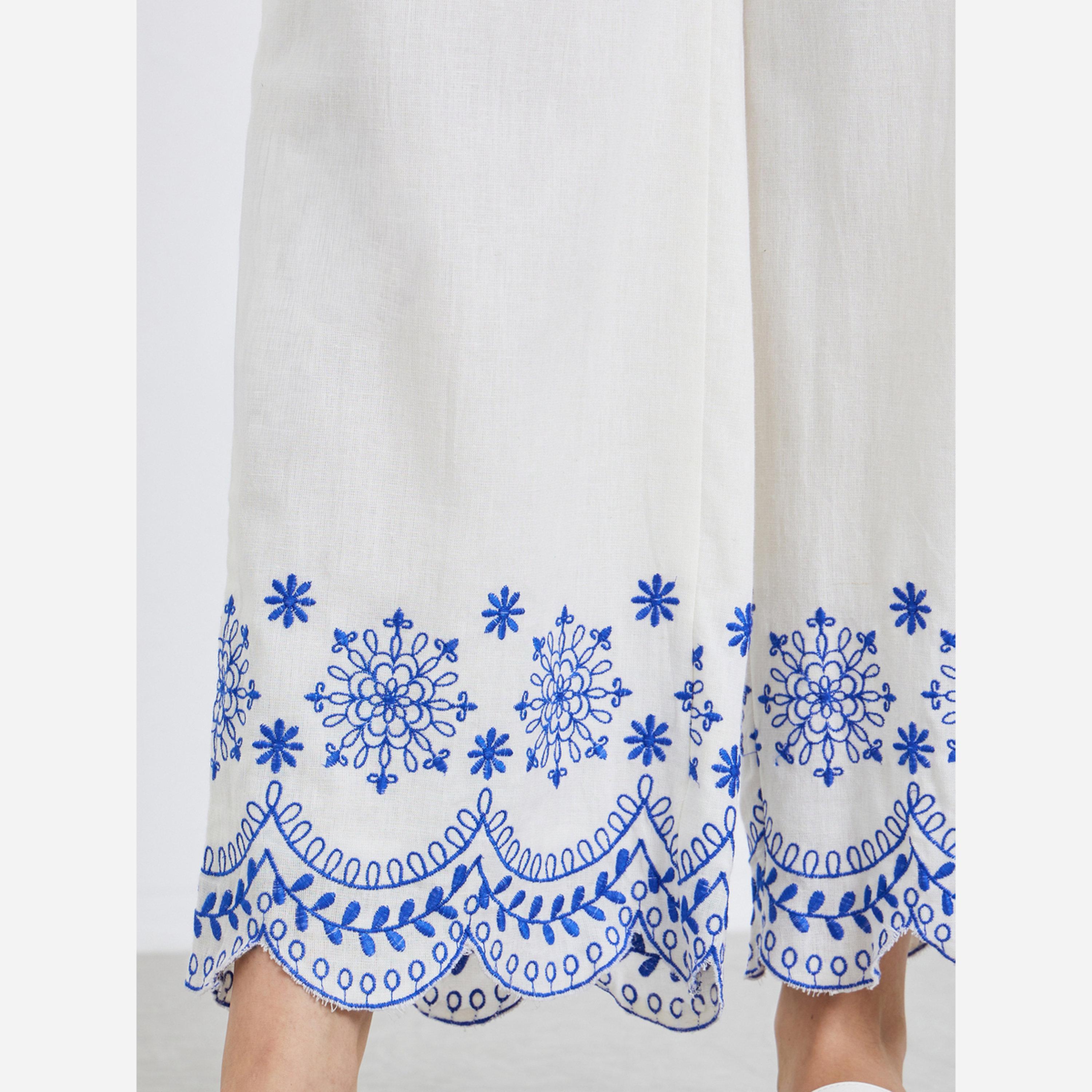 ستايلي - بنطال نسائي مستقيم الساق بحافة مطرزة-women-clothing-bottoms-trousers-image-4