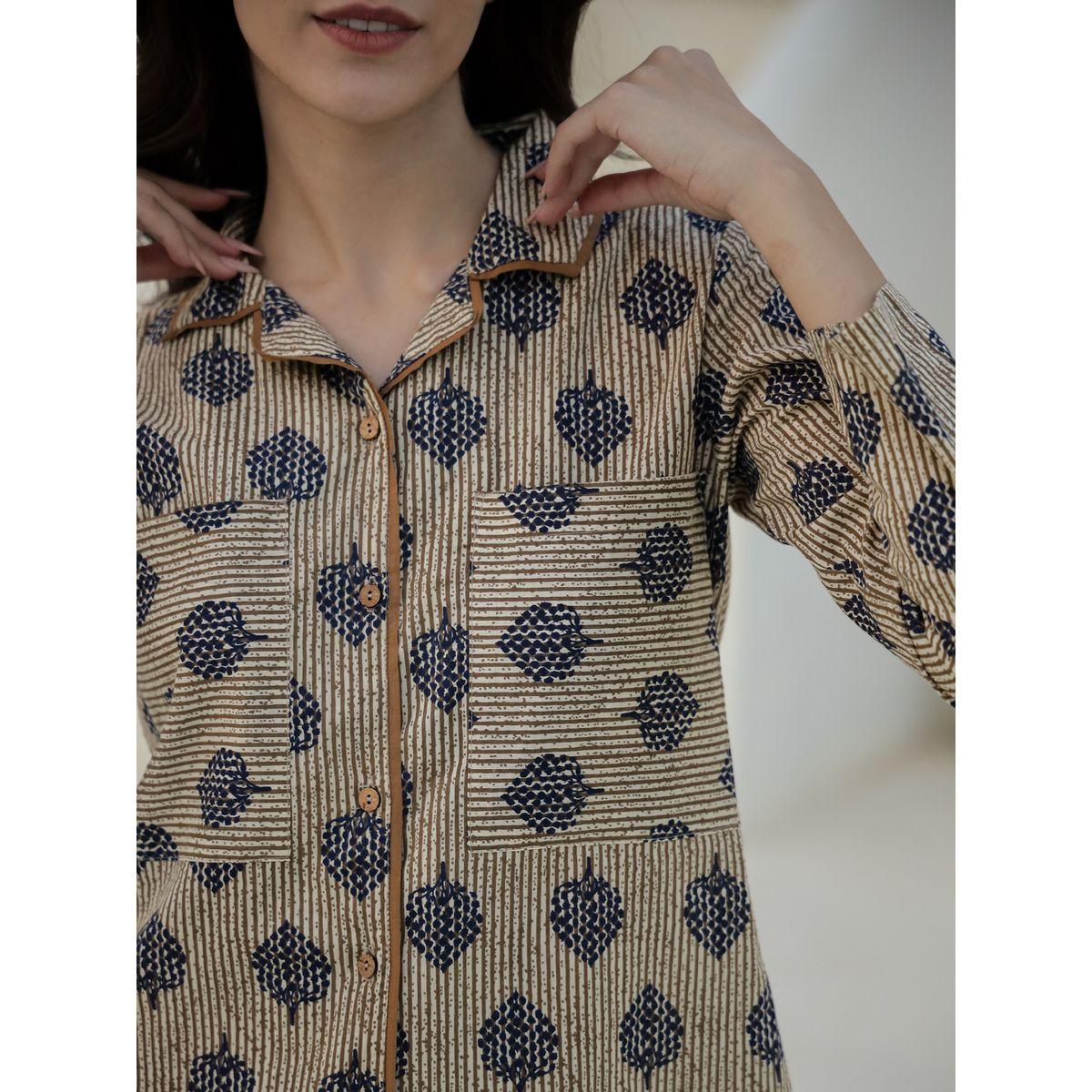 طقم من بنطال بيجاما وبلوزة مطبعة-women-clothing-nightwear-pyjamas-longsets-image-5