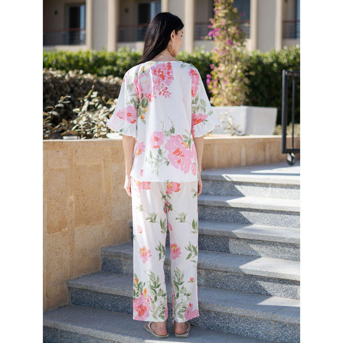 Sanskrutihomes Floral Printed Pure Cotton Top and Straight Pyjama Set-women-clothing-nightwear-pyjamas-longsets-image-6