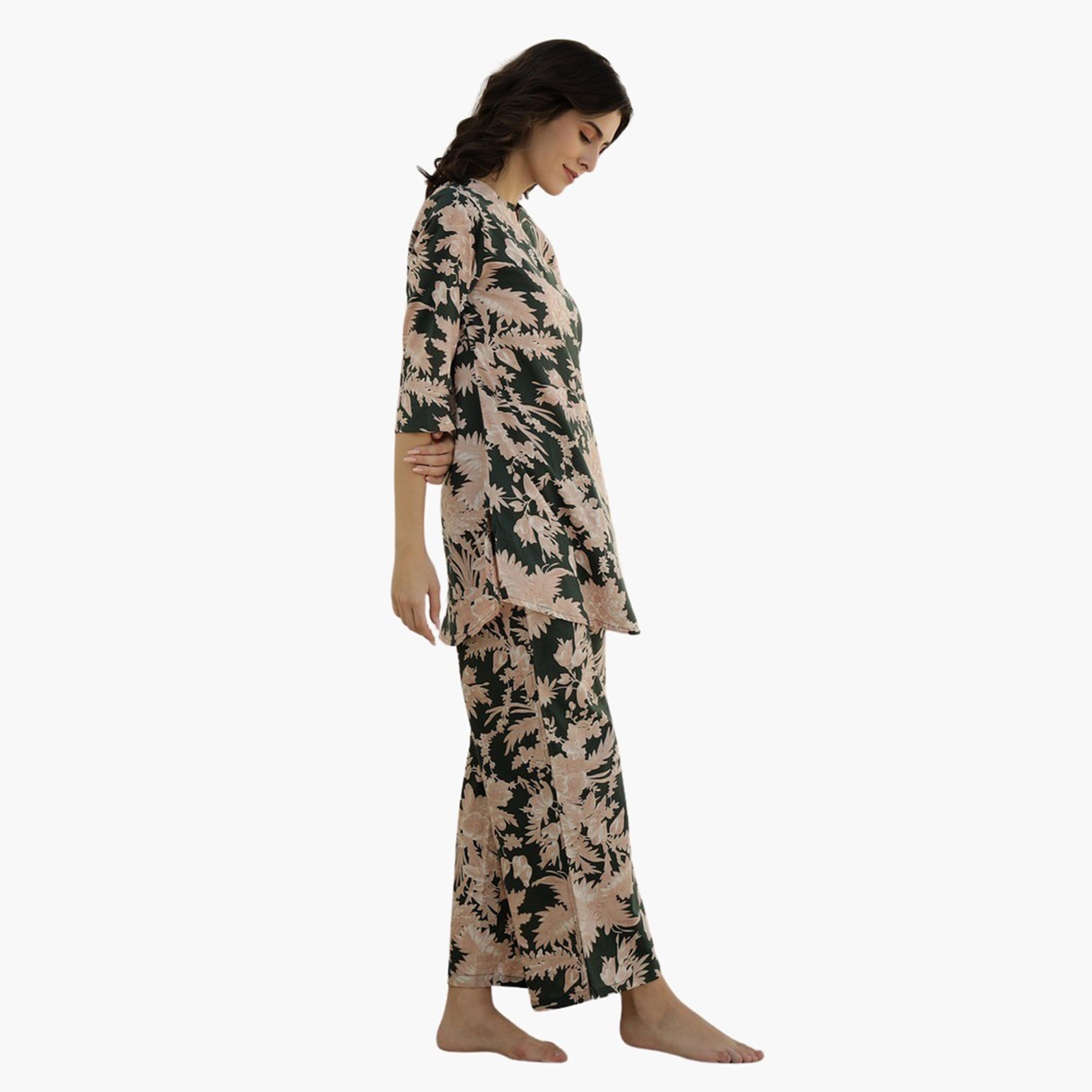سانسكروتي هومز × ستايلي - طقم بنطال بيجامة وقميص مطبوع من القطن الخالص-women-clothing-nightwear-pyjamas-longsets-image-5