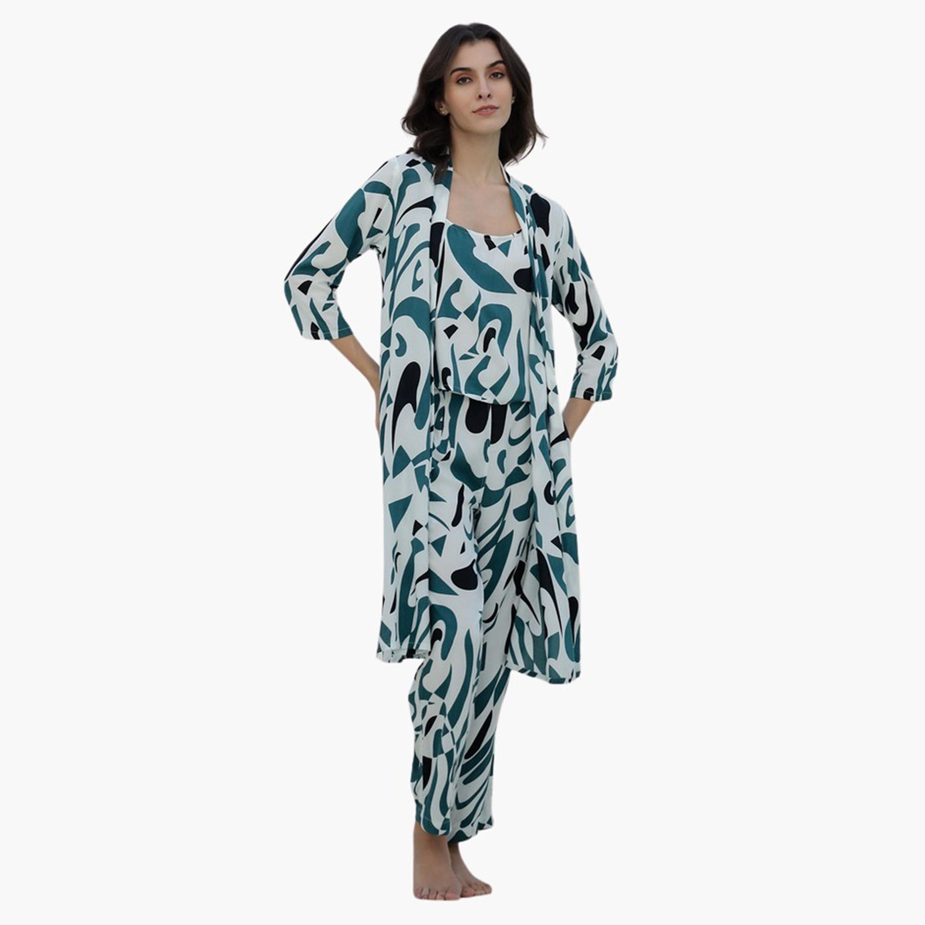 Sanskrutihomes X Styli Printed Top with Robe and Pyjama Set-women-clothing-nightwear-pyjamas-longsets-image-3