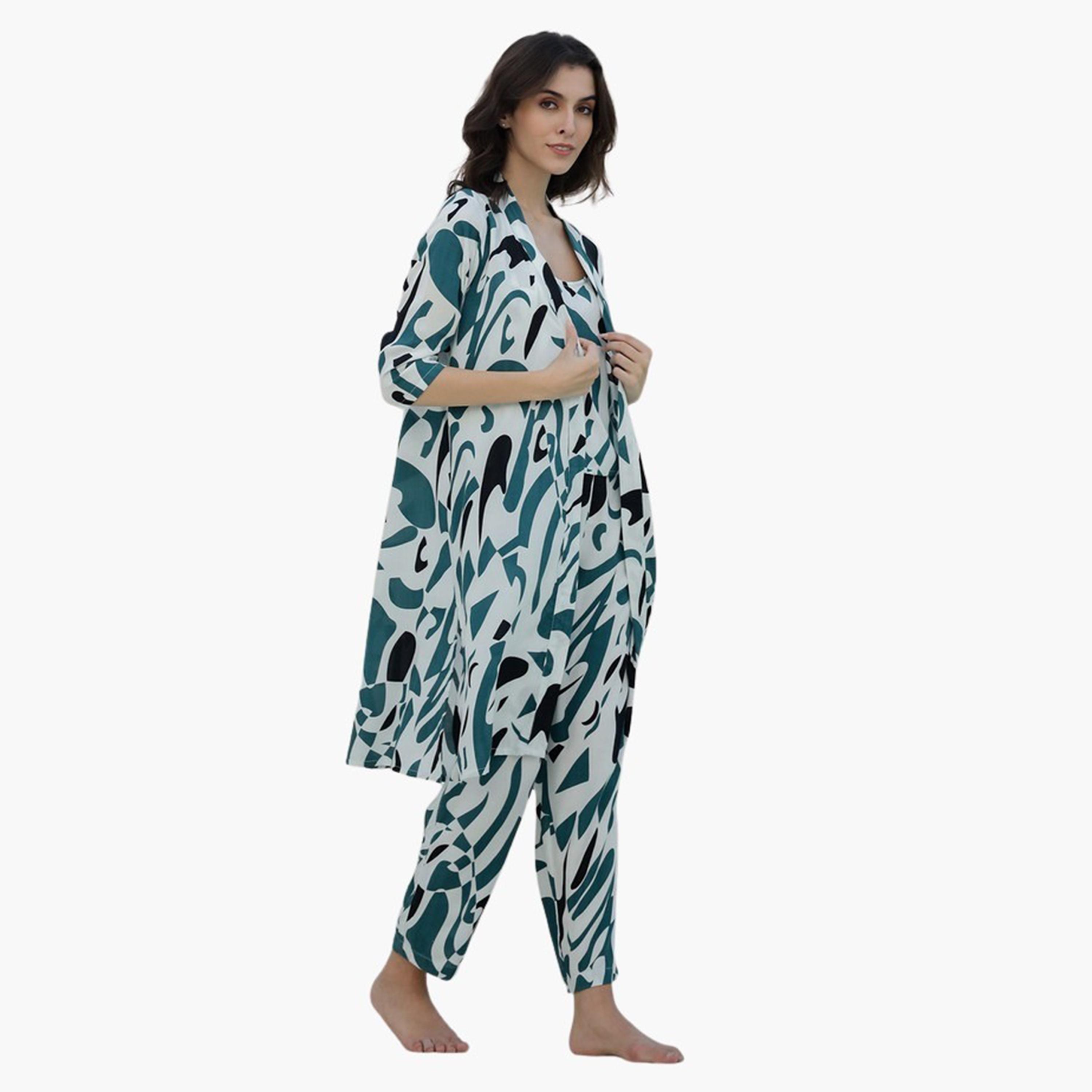 سانسكروتي هومز × ستايلي - طقم بلوزة مطبوعة مع روب وبنطال بيجامة-women-clothing-nightwear-pyjamas-longsets-image-4
