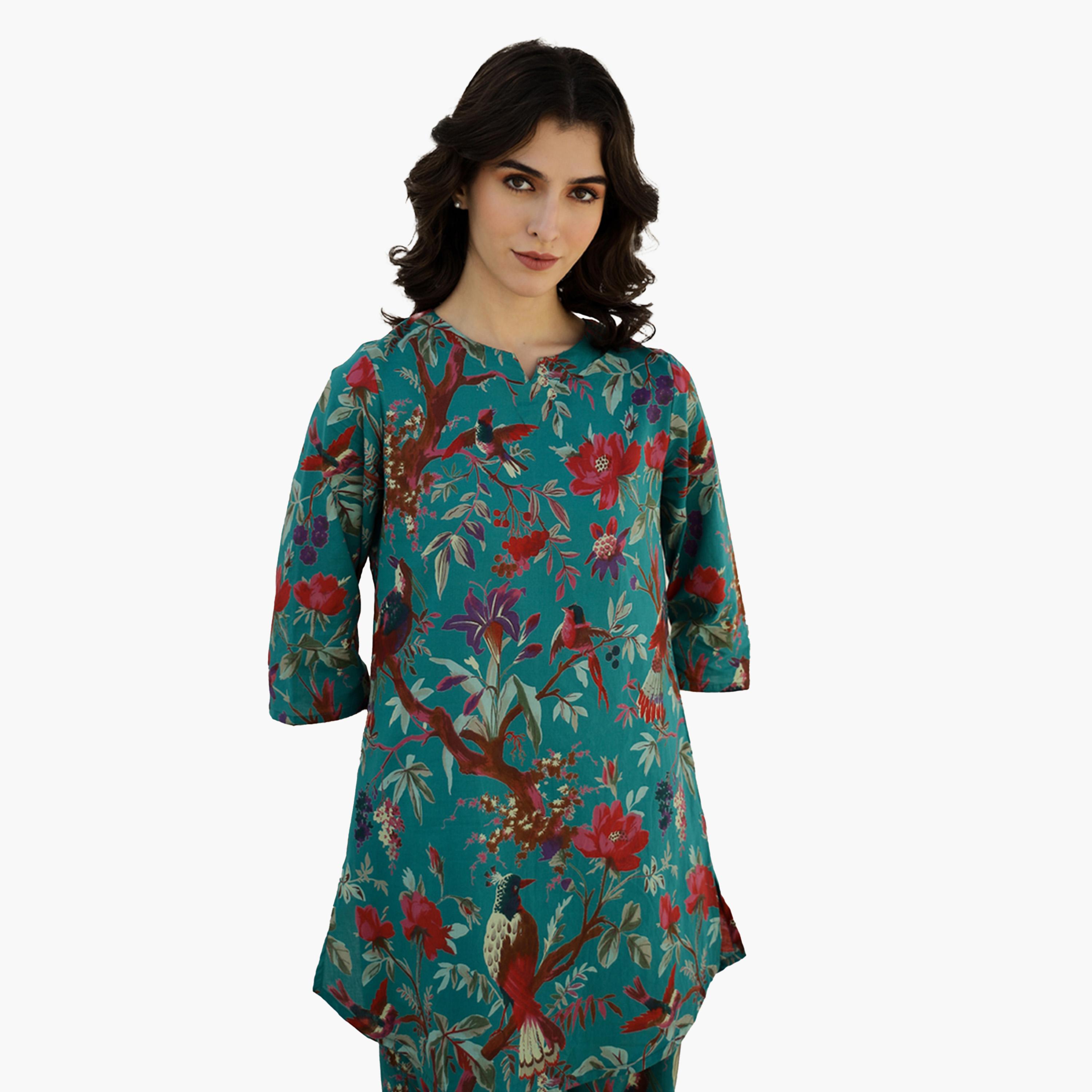 سانسكروتي هومز × ستايلي - طقم بنطال بيجامة وقميص مطبوع من القطن الخالص-women-clothing-nightwear-pyjamas-longsets-image-2