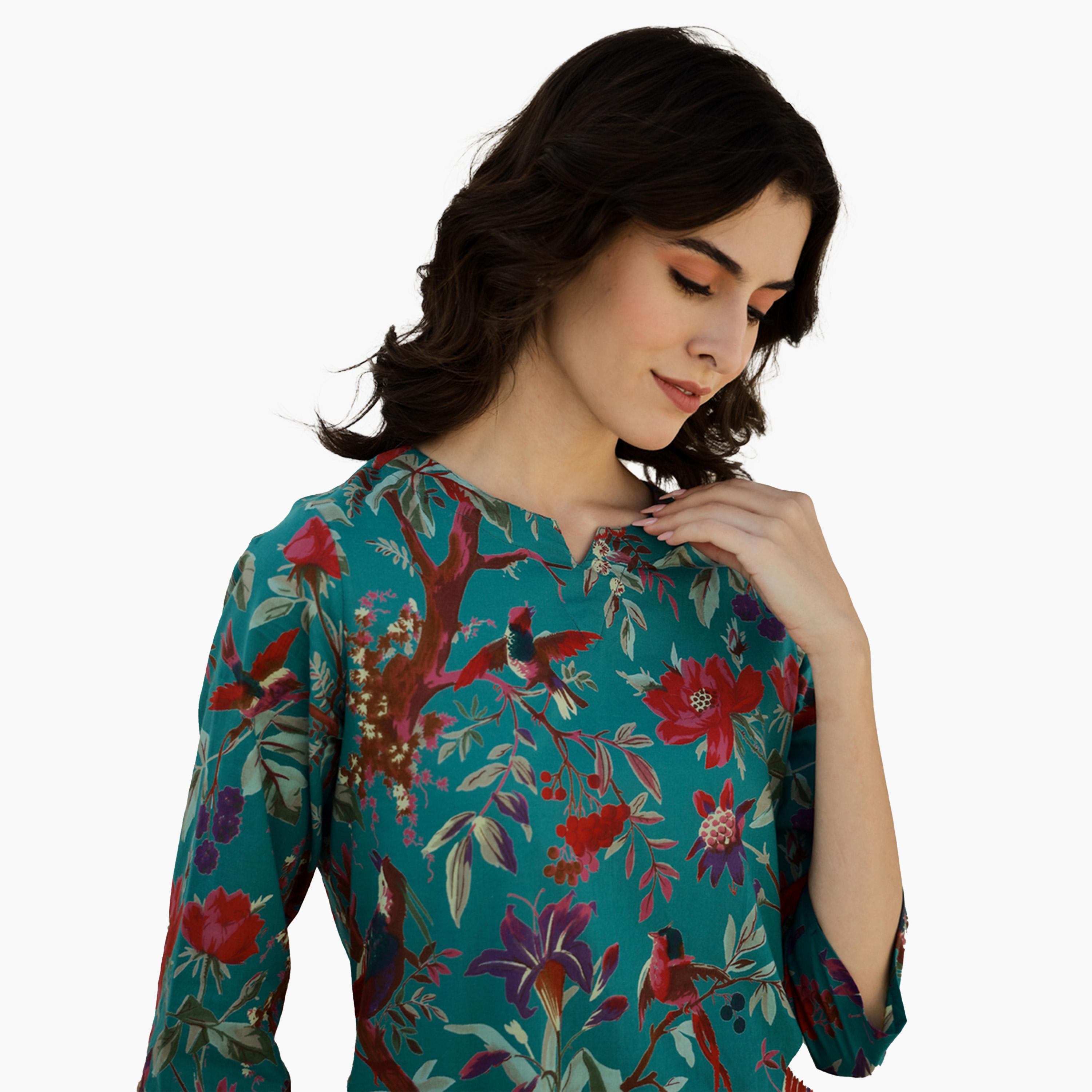 Sanskrutihomes X Styli Pure Cotton Printed Notch Neck Top and Pyjama Set-women-clothing-nightwear-pyjamas-longsets-image-6