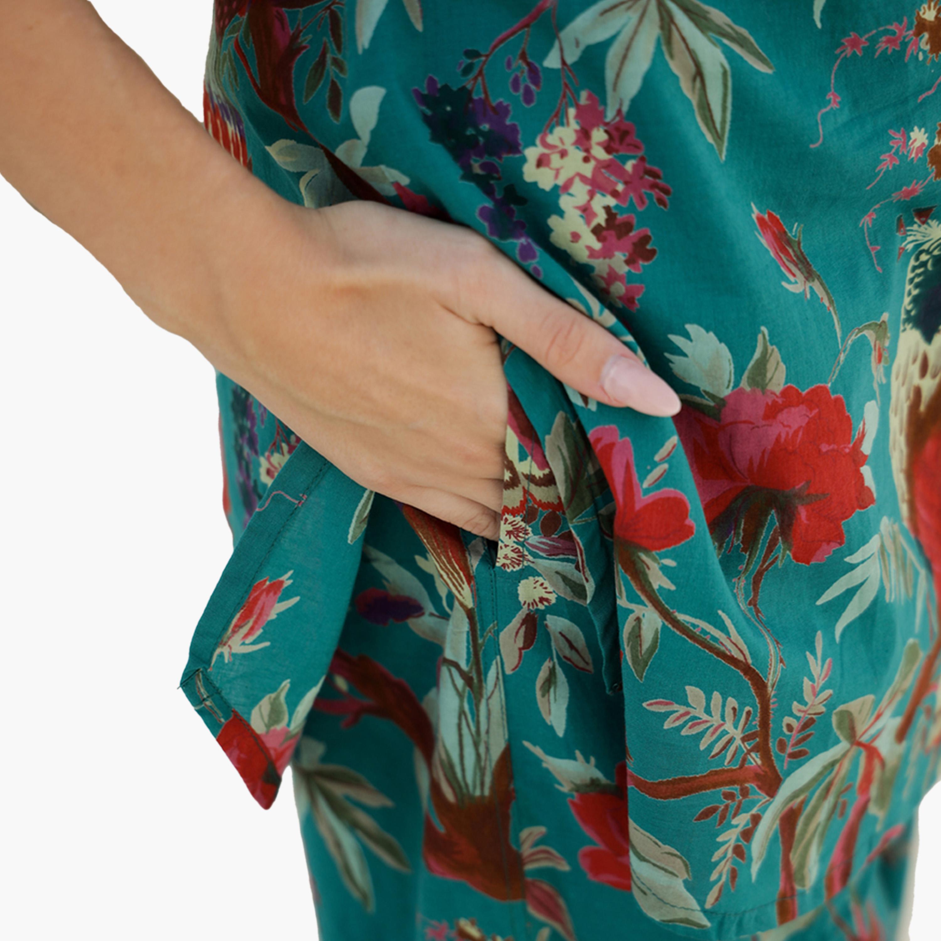 Sanskrutihomes X Styli Pure Cotton Printed Notch Neck Top and Pyjama Set-women-clothing-nightwear-pyjamas-longsets-image-8