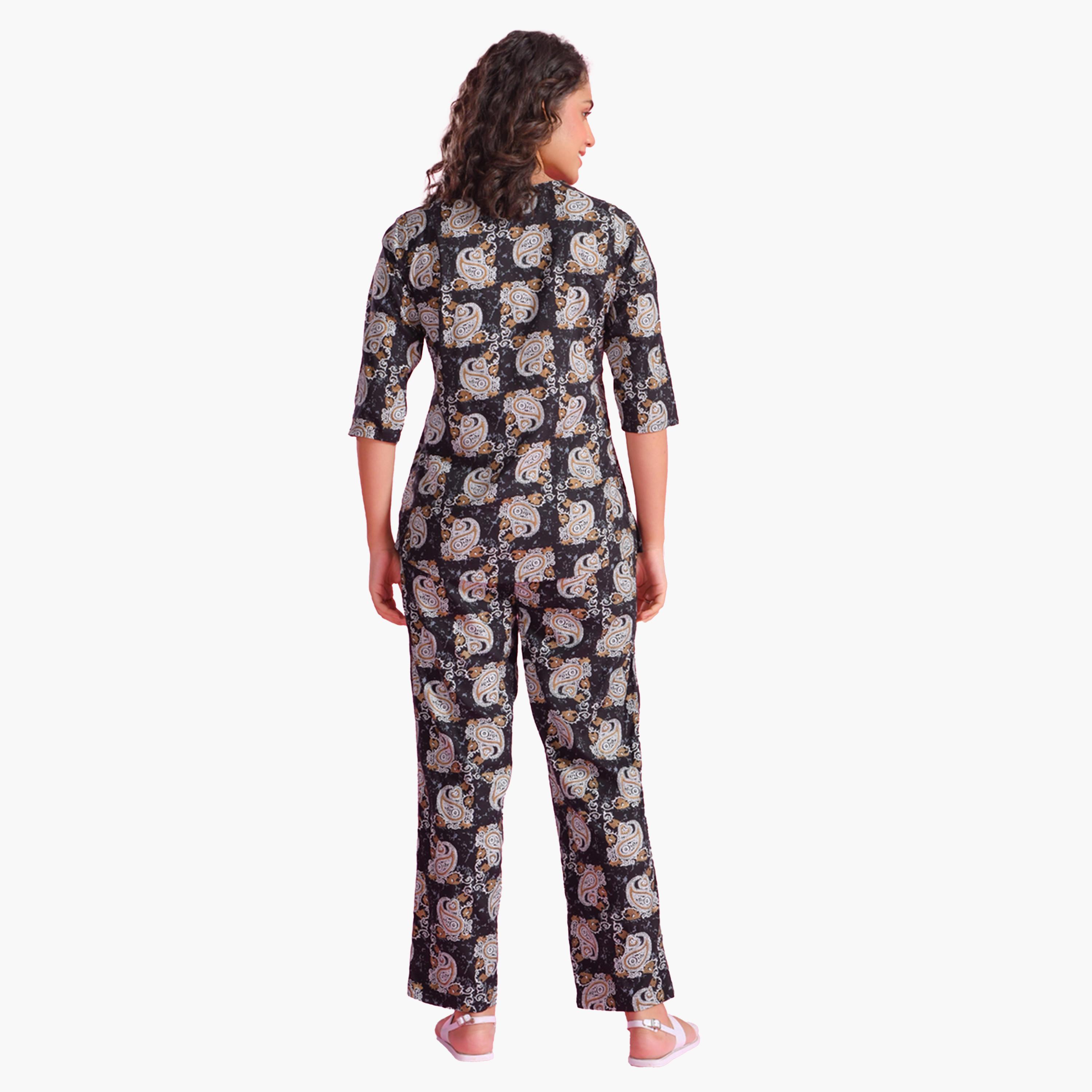 Sanskrutihomes X Styli Printed Notch Neck Top and Pyjama Set-women-clothing-nightwear-pyjamas-longsets-image-3